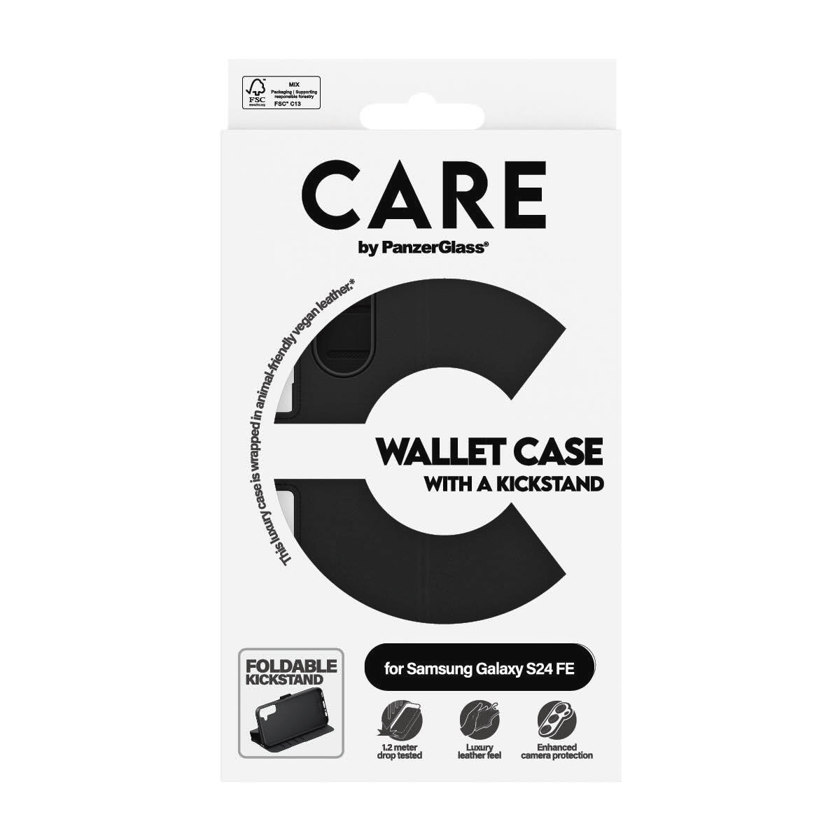 CARE by PanzerGlass Handyhülle »Wallet Case with Kickstand für Samsung Galaxy S24 FE«, Backcover, Schutzhülle, Handyschutzhülle, Case, Schutzcase, stossfest