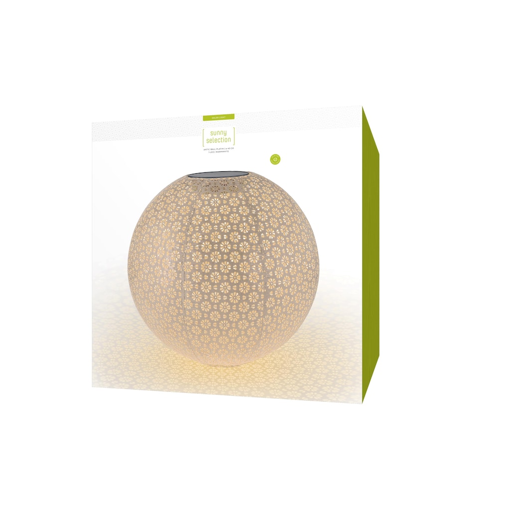 STT LED Gartenleuchte »Ball Solar Antic 40 cm Platin«