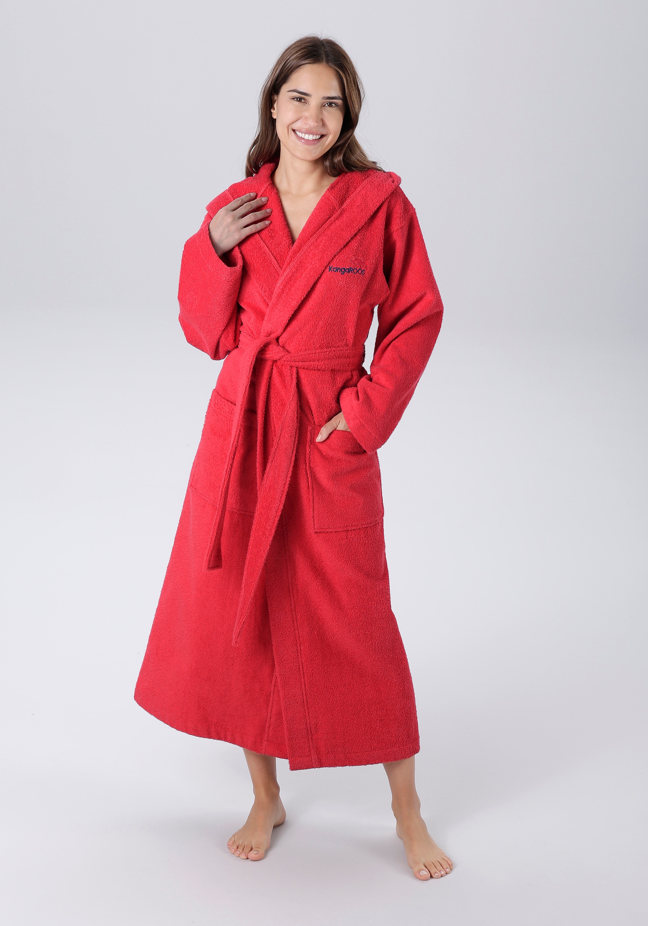 KangaROOS Unisex-Bademantel »Cassidy, für Damen & Herren, Standardlänge & Überlänge« 1 Stk. mit Taschen, Männer und Frauen, Baumwolle, Reise, Hotel, Sauna, S-3XL
