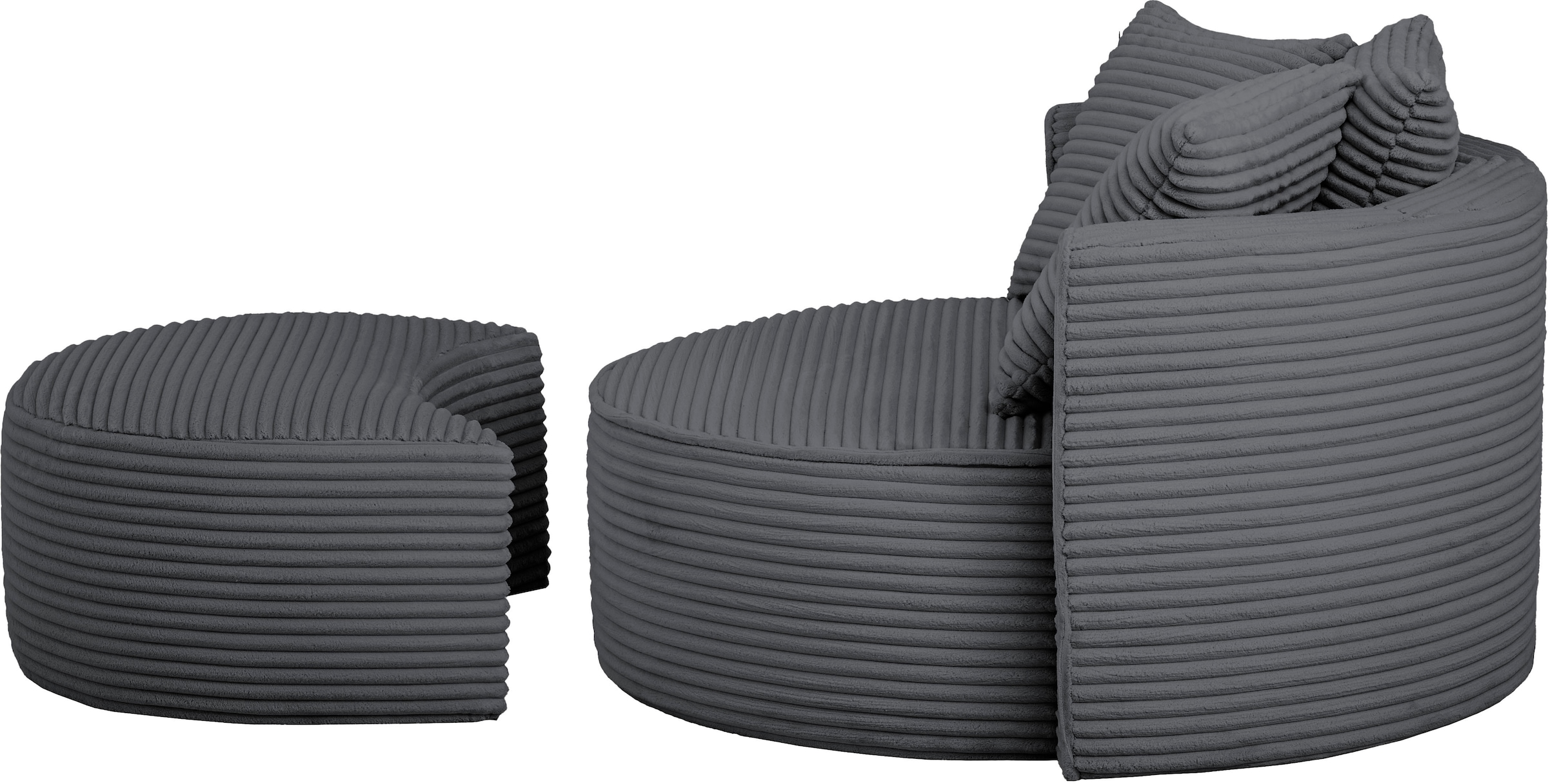 LeGer Home by Lena Gercke XXL-Sessel »ISALIE, Rundsessel mit Hocker, Lesesessel, Loveseat, Big-Sessel«, (Set), trendige Stoffe, mit 3 Zierkissen, grosse Sitzfläche