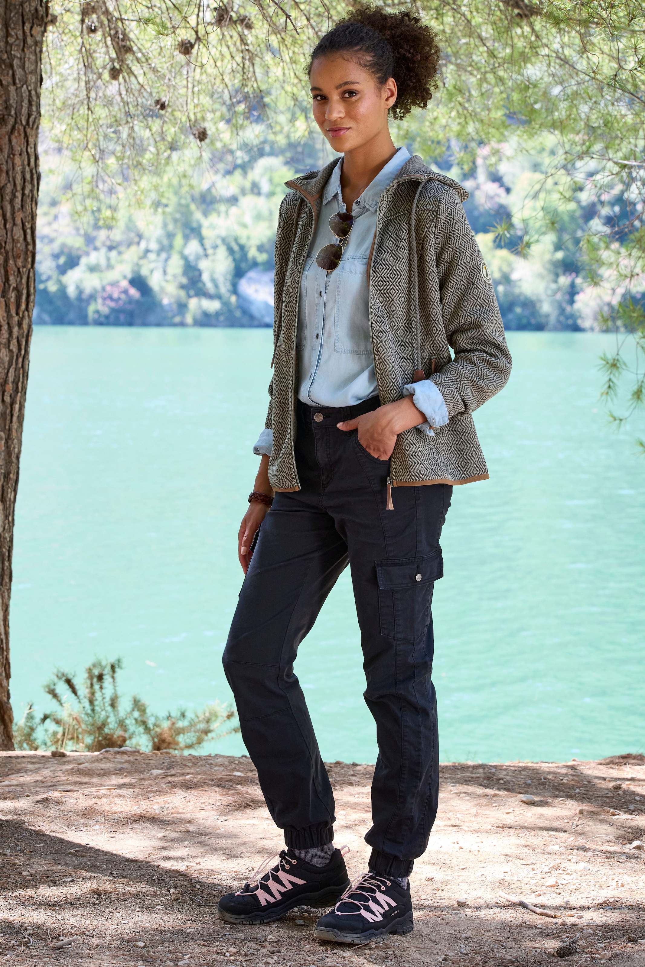 Vivance active Trekkinghose »Cargo Jeans Optik«, Baumwollmix mit Cargo Taschen