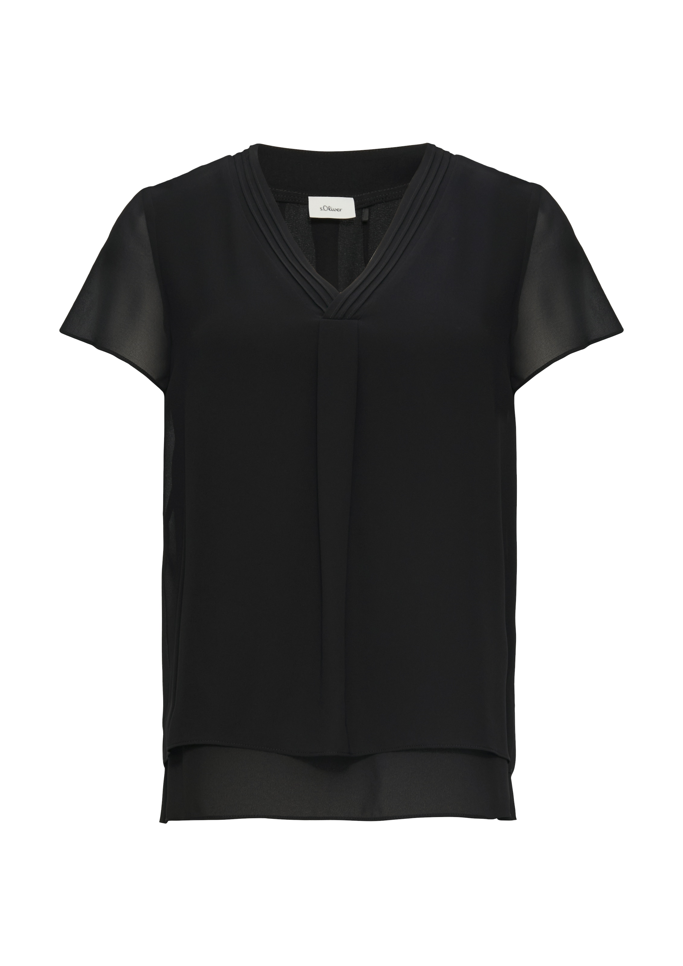 s.Oliver BLACK LABEL Shirtbluse, in Doppel-Layer-Optik und mit V-Ausschnitt