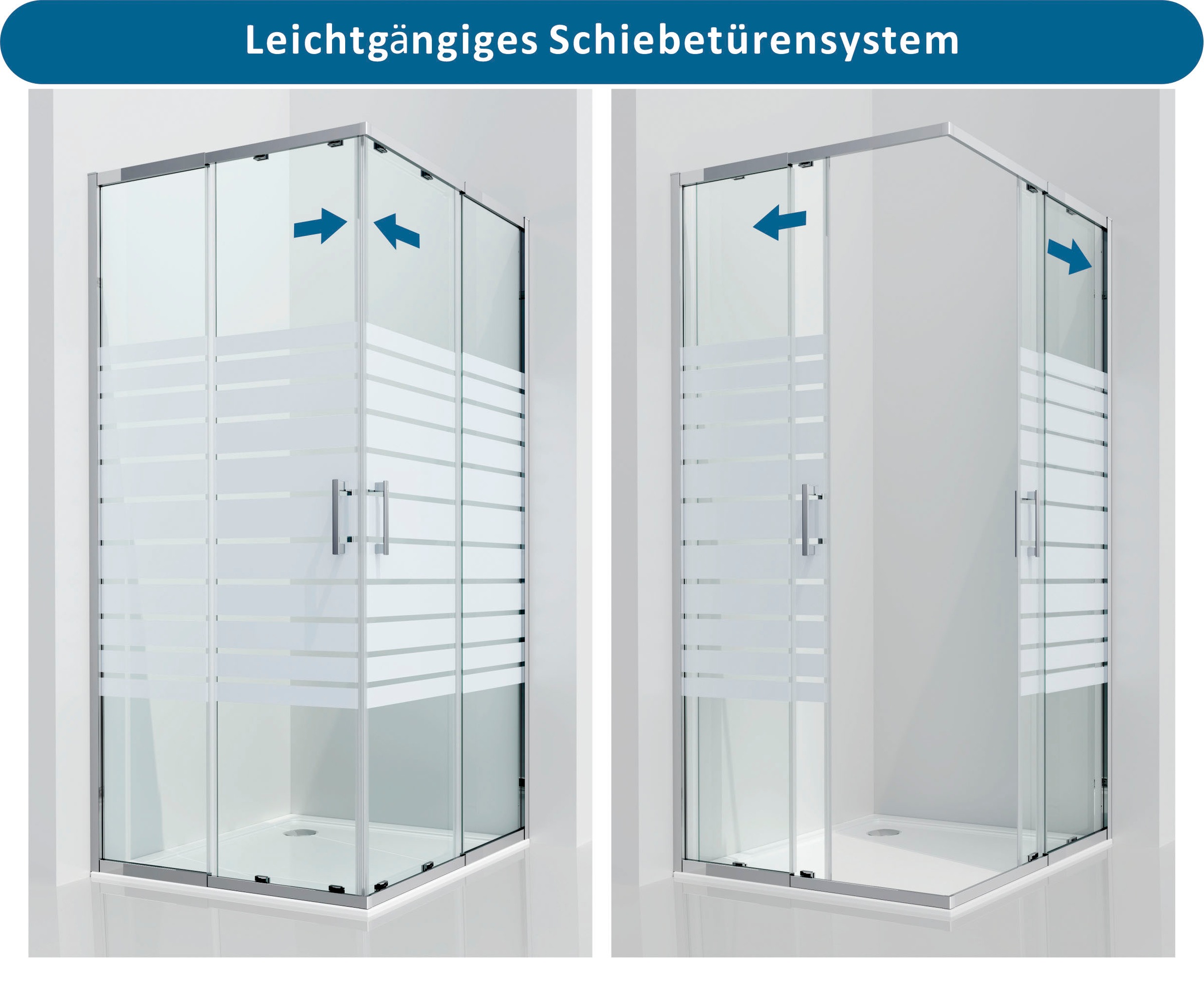 welltime Eckdusche "Trento Slimline" Verstellbereich 80-90cm, 5mm ESG, verbessertes Rollensystem