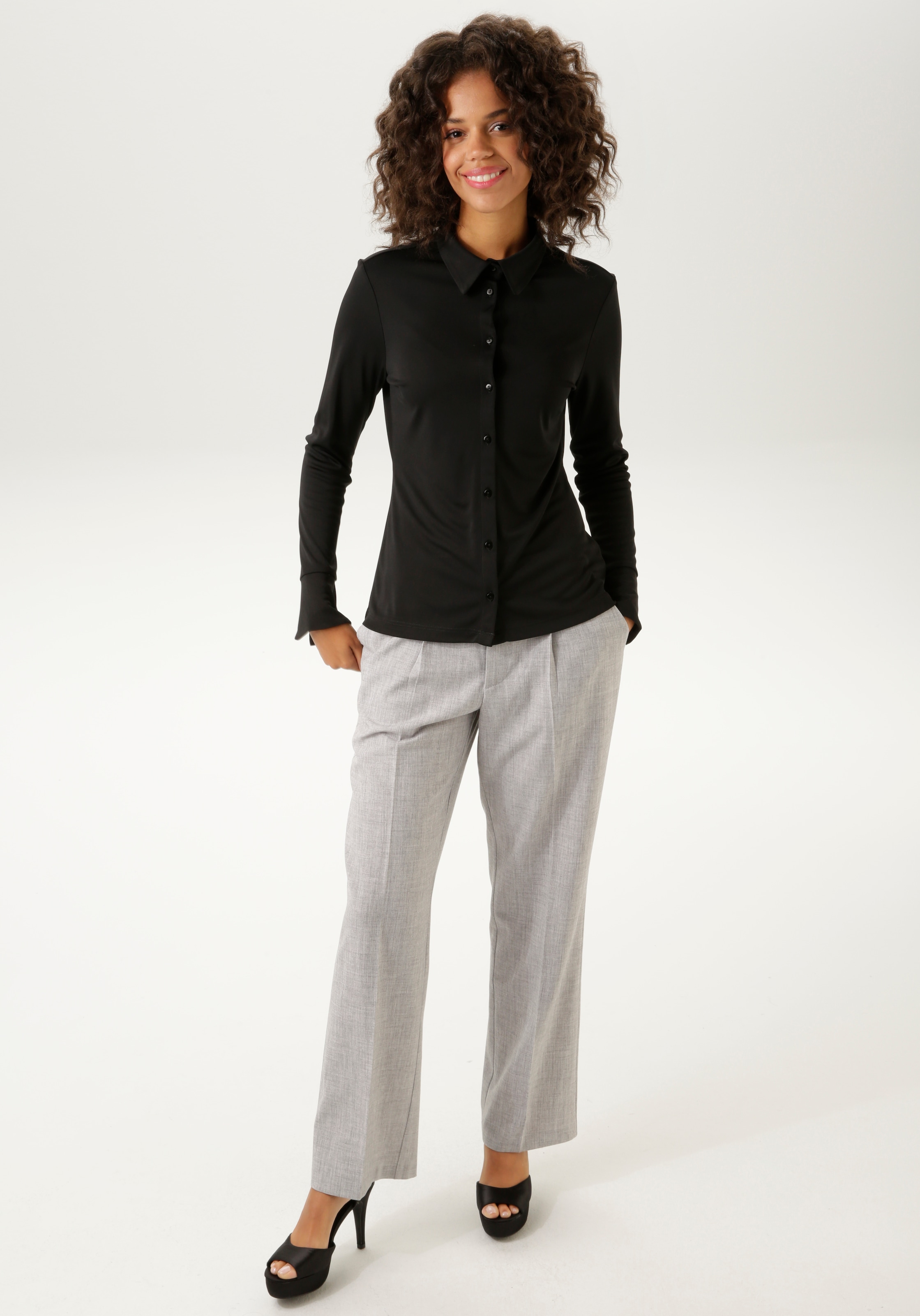 shoppen Jersey-Crepé-Qualität Jelmoli-Versand Aniston online Hemdbluse, strukturierter in CASUAL |