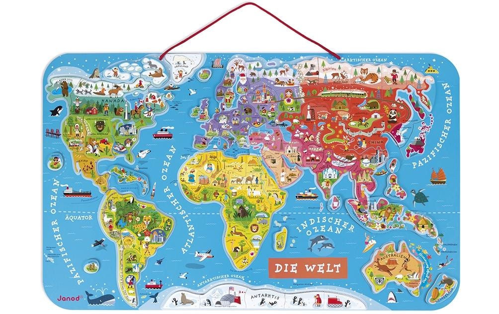 Janod Puzzle »Janod Holz-Puzzle Magnetpuzzle Welt«, (92 tlg.)