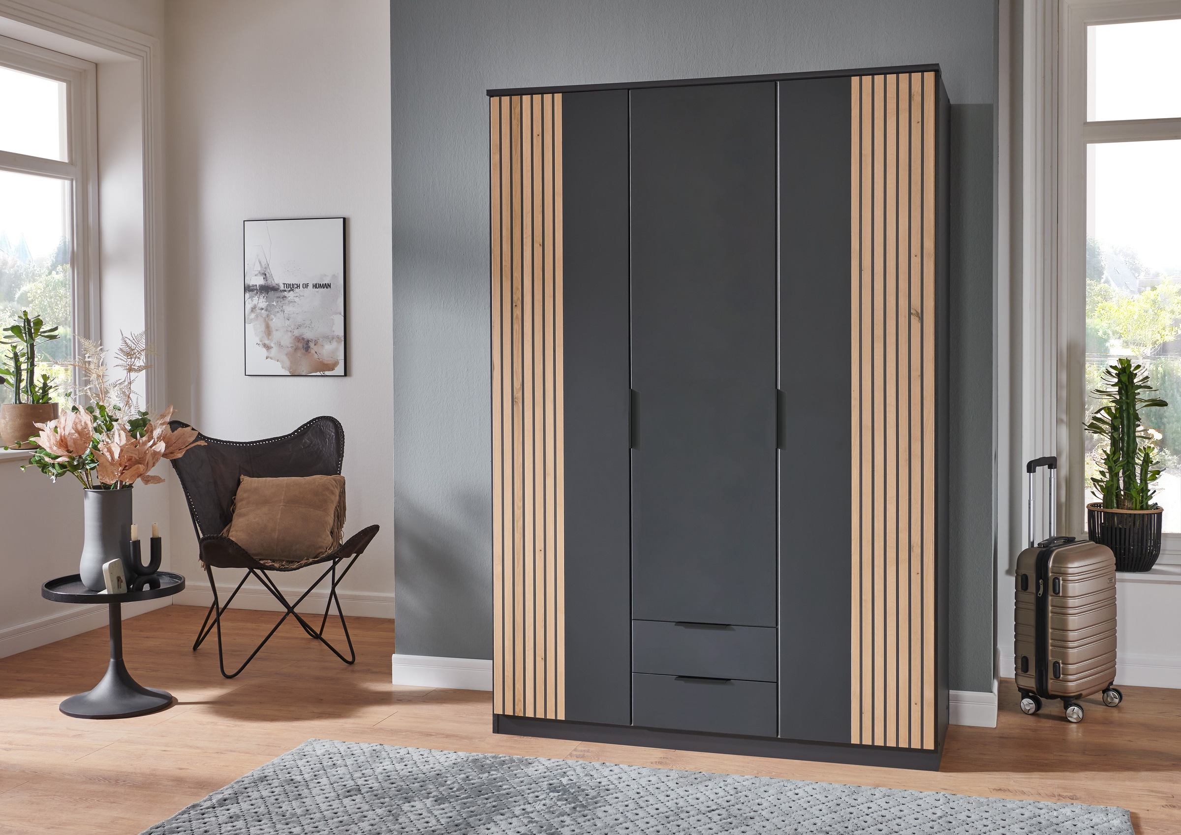 Wimex Drehtürenschrank »Lübeck«, Akustiklamellen Optik, ohne Spiegel, 135 oder 180cm breit