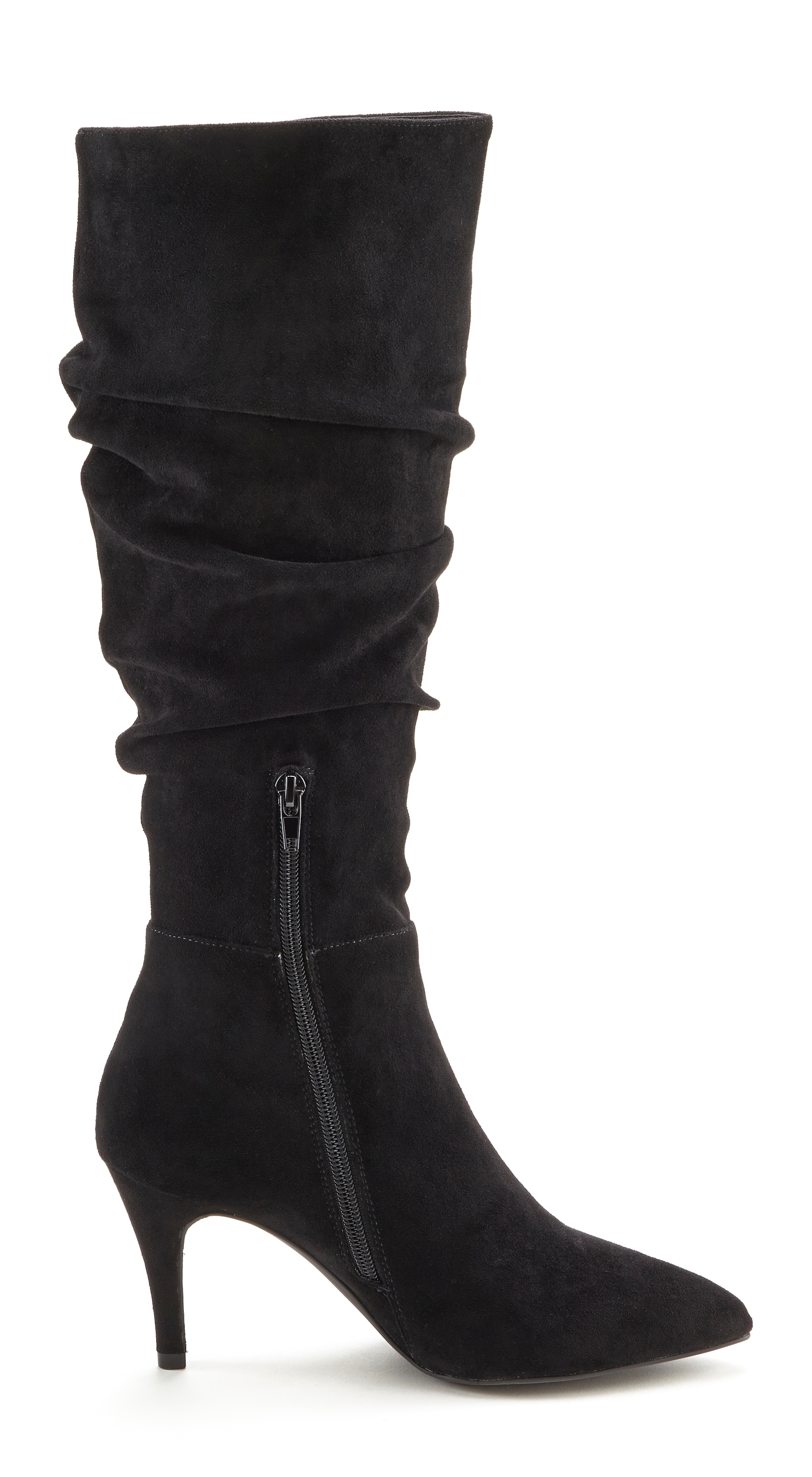 LASCANA Reissverschlussstiefel, mit modischer Raffung, Langschaft, High-Heel Stiefelette,Slouchy Boots