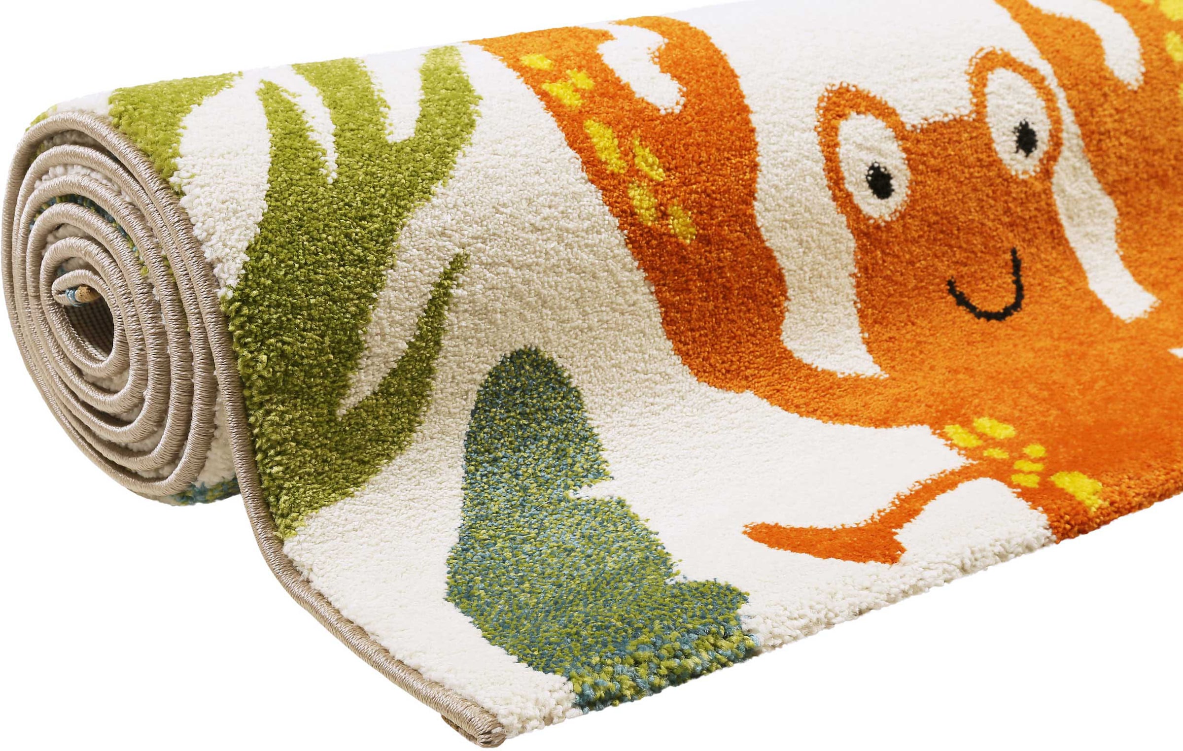 Esprit Kinderteppich »Waterworld ESP-21073«, rechteckig, 13 mm Höhe, buntes Strandmotiv, Kurzflor, Krabbe & co.