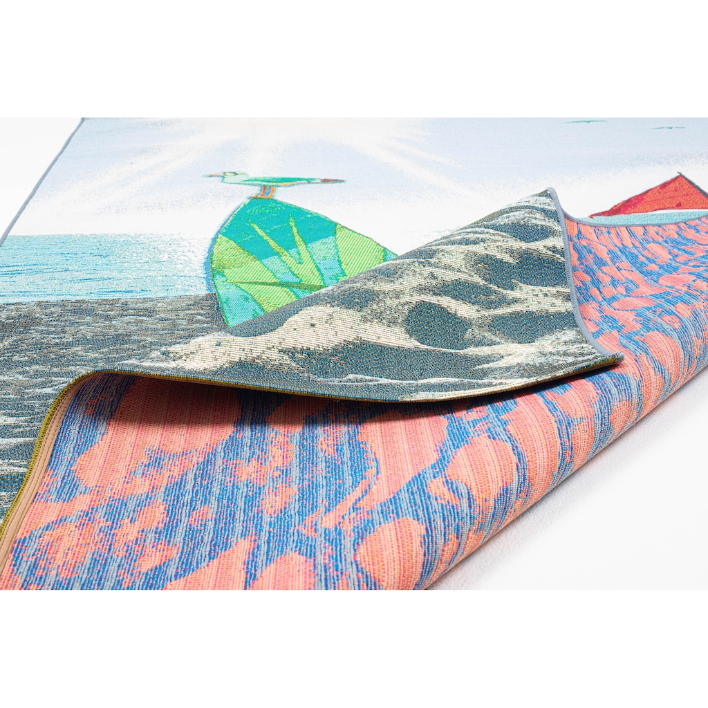 Sansibar Teppich »Rantum Beach SA-021«, rechteckig, Flachgewebe, modernes Design, Strand & Surfbrett, Outdoor geeignet