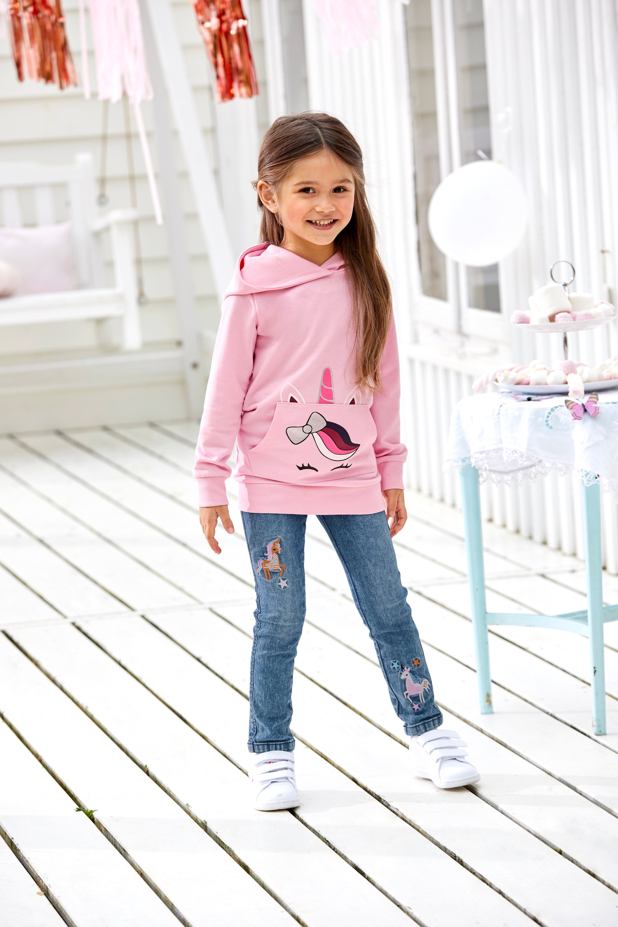 ✵ KIDSWORLD Longsweatshirt »für kleine online Mädchen«, ordern niedlichem mit Jelmoli-Versand Taschendruck 