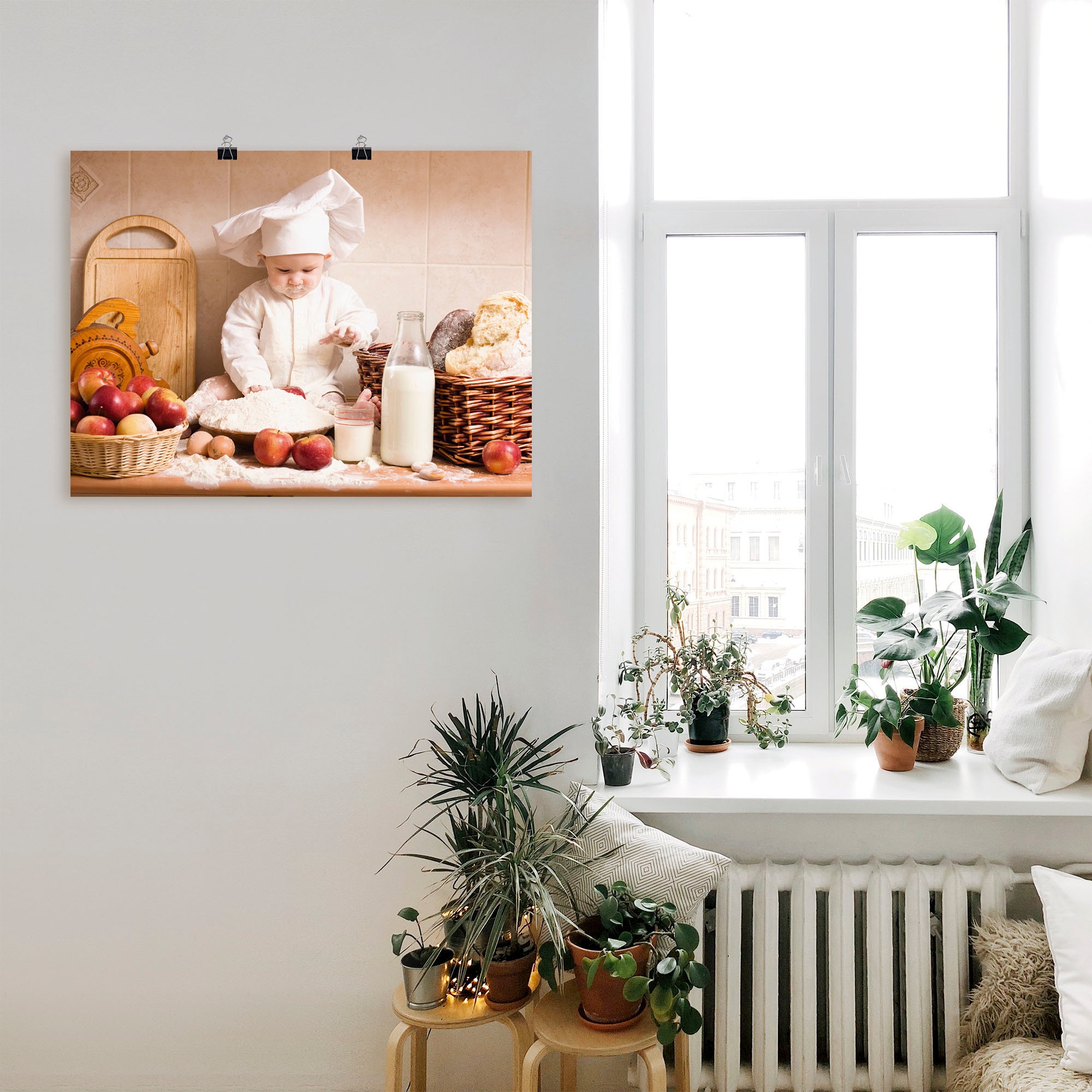Artland Wandbild »Küche Junge Kind Backen«, Bilder von Kindern, (1 St.), als Alubild, Outdoorbild, Leinwandbild, Poster, Wandaufkleber