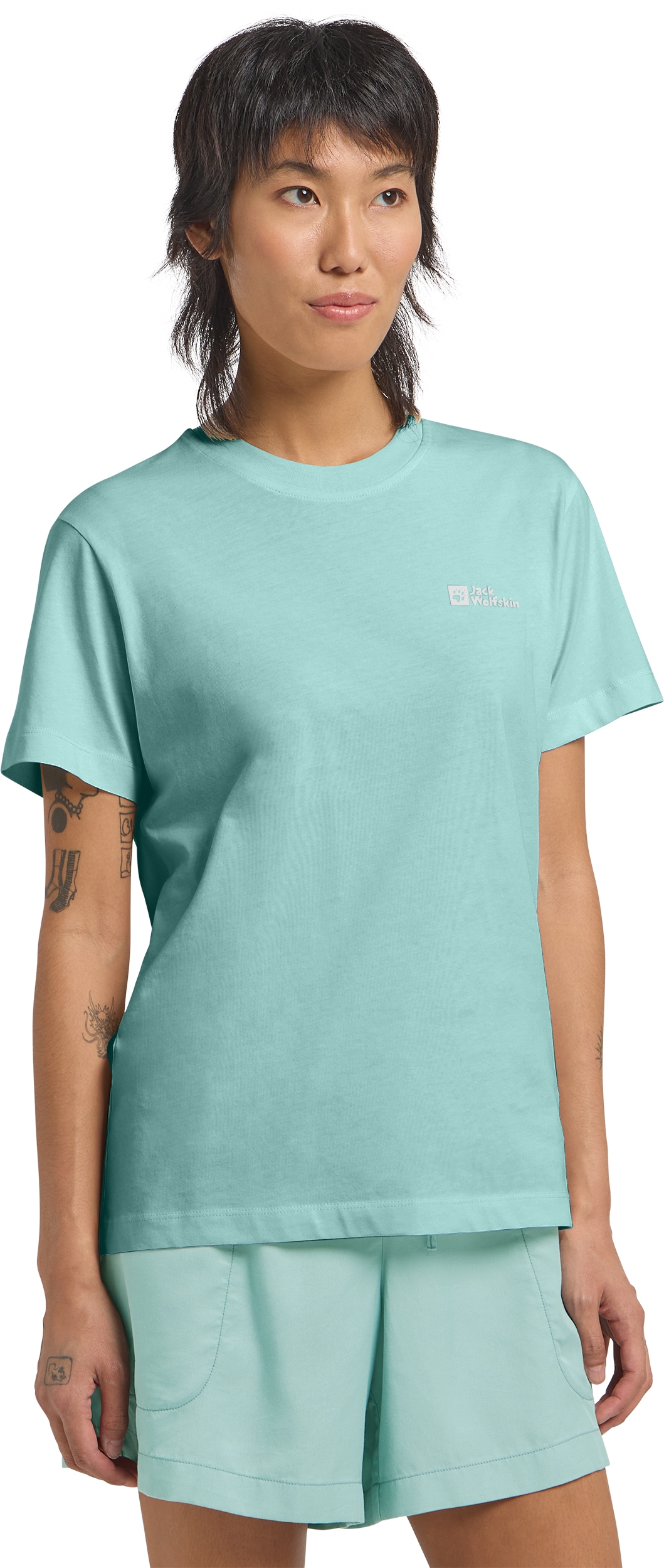 Jack Wolfskin T-Shirt »ESSENTIAL T W« weiches, klassisches T-Shirt aus atmungsaktiver Bio-Baumwolle