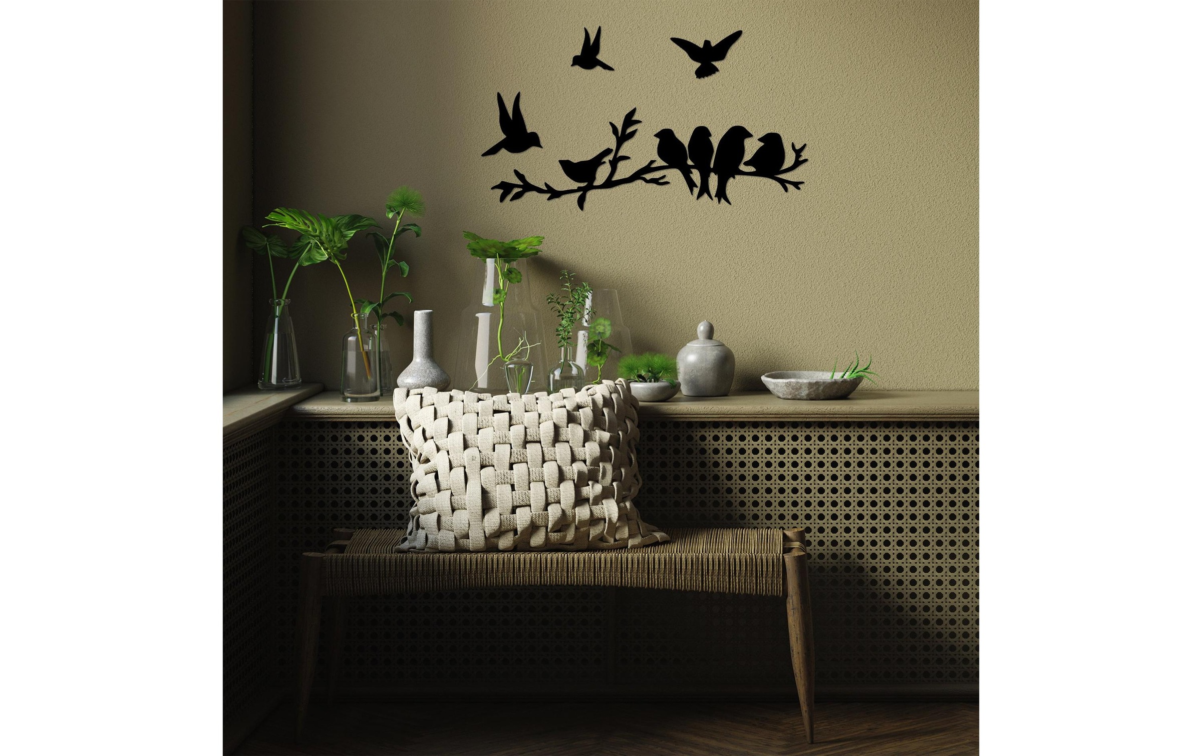 Wanddekoobjekt »Wallxpert Vögel 4-teilig, 68 x 22 cm«