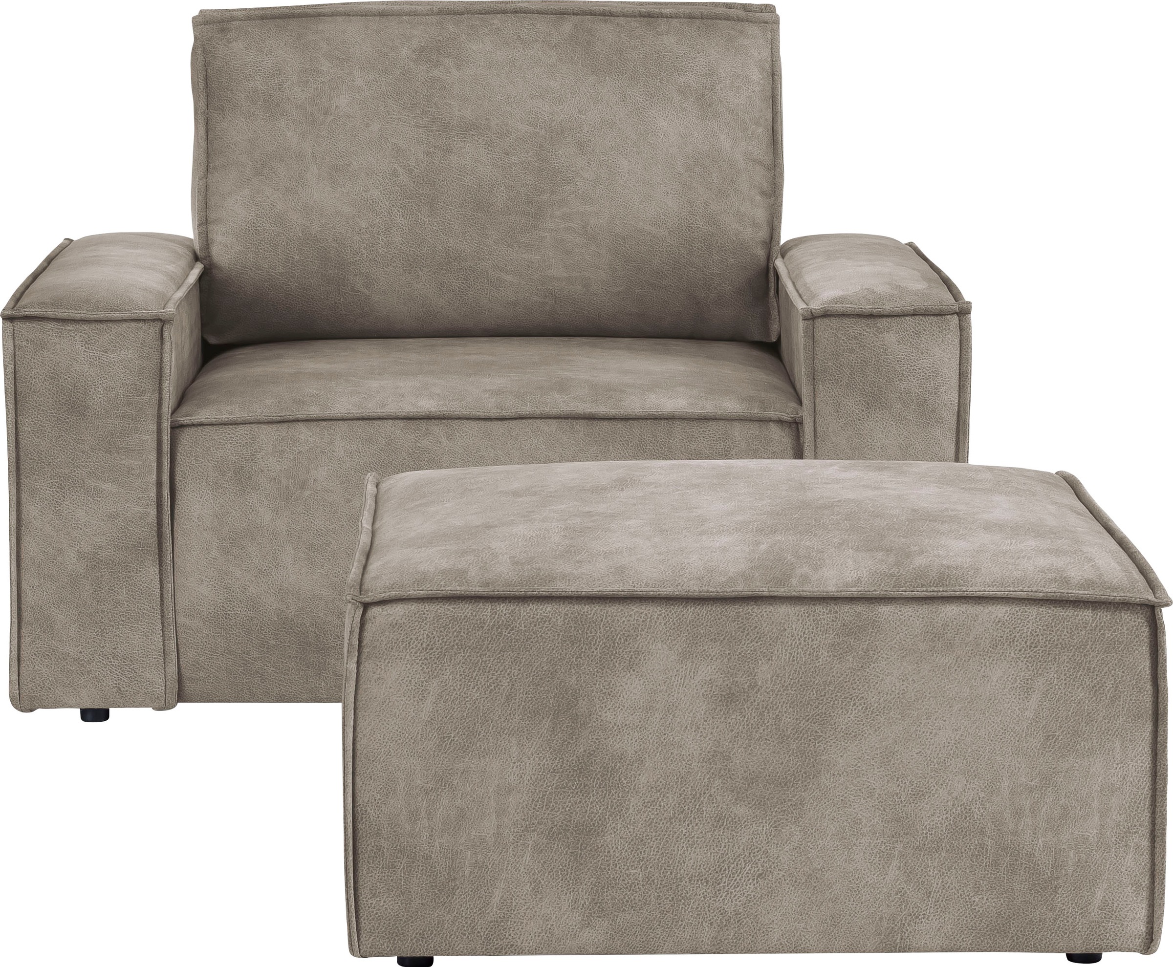 OTTO home Sessel "SHERWOOD Vintage Lederoptik Sessel-Set" Loveseat und Hocker im Set, passend zur Polster-Serie SHERWOOD