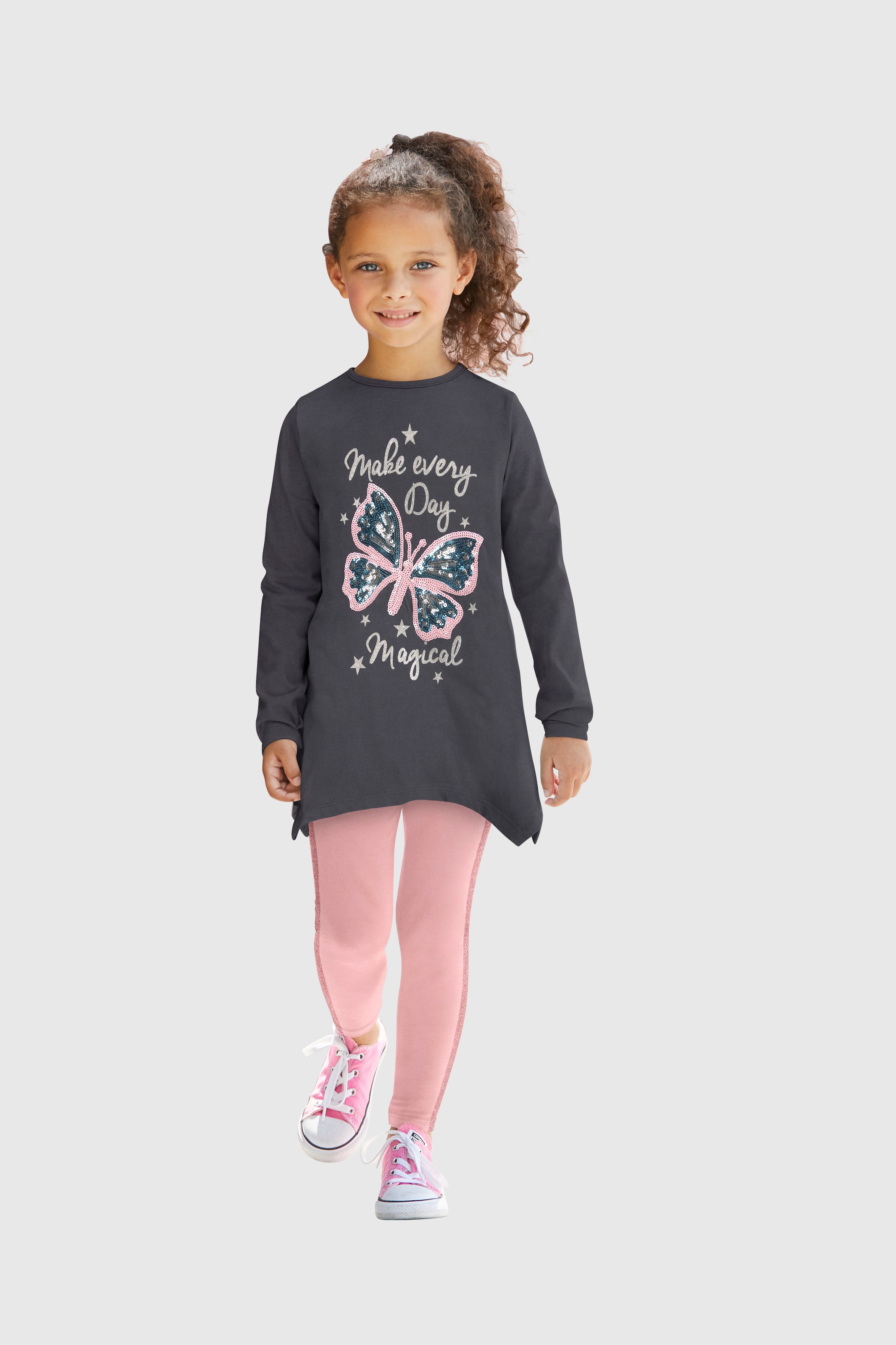 KIDSWORLD Longshirt & Leggings »für kleine Mädchen«, (Set, 2 tlg.), mit Glitzerdetails