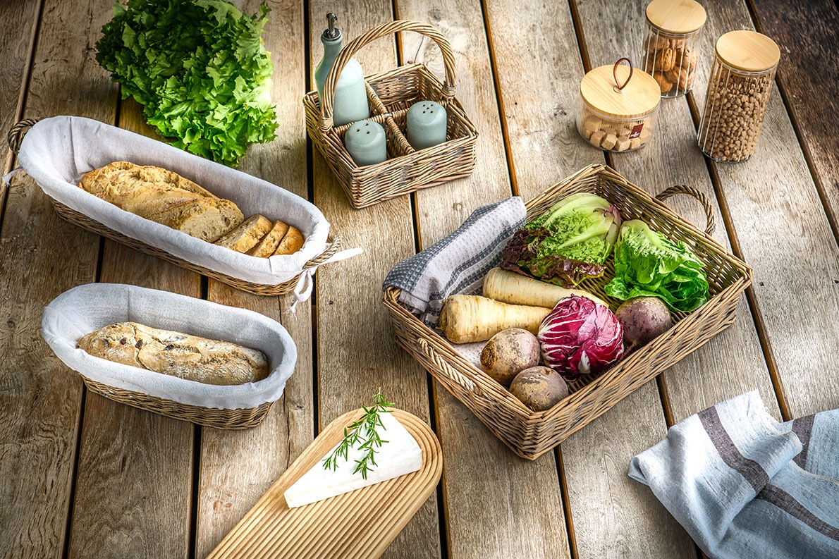 Zeller Present Brotkorb und Tablett im Set, Weide geflochten
