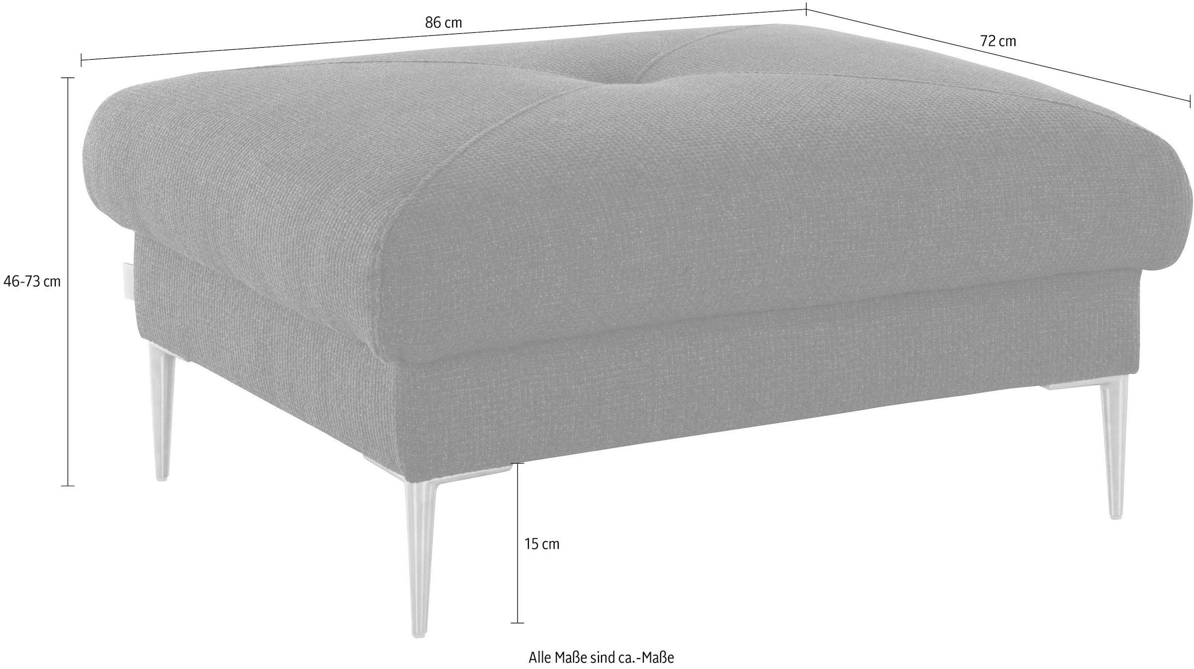 TRENDMANUFAKTUR Hocker »Chilltime, elegant und bequem durch Komfortsitzhöhe 46cm, hoher Fuss«, mit eleganter Kreuznaht auf der Sitzfläche