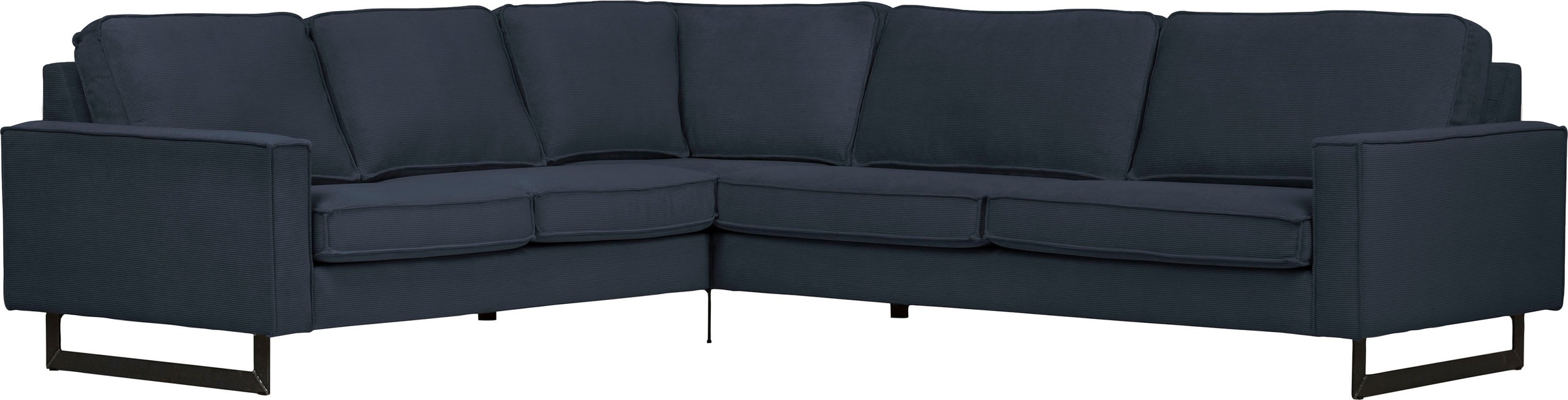 Places of Style Ecksofa »Pinto, XXL, 250/290 cm, langer Schenkel, Ottomane«, Cord, Chenille, Lederoptik, mit Keder, Metallfüsse, Wellenunterfederung