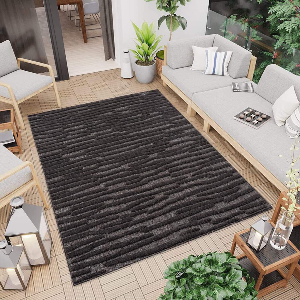 Carpet City Teppich »In-& Outdoorteppich Santorini 58394, 3D-Effekt, Streifen«, rechteckig, Wetterfest & UV-beständig für Terrasse, Balkon, Küche, Flur
