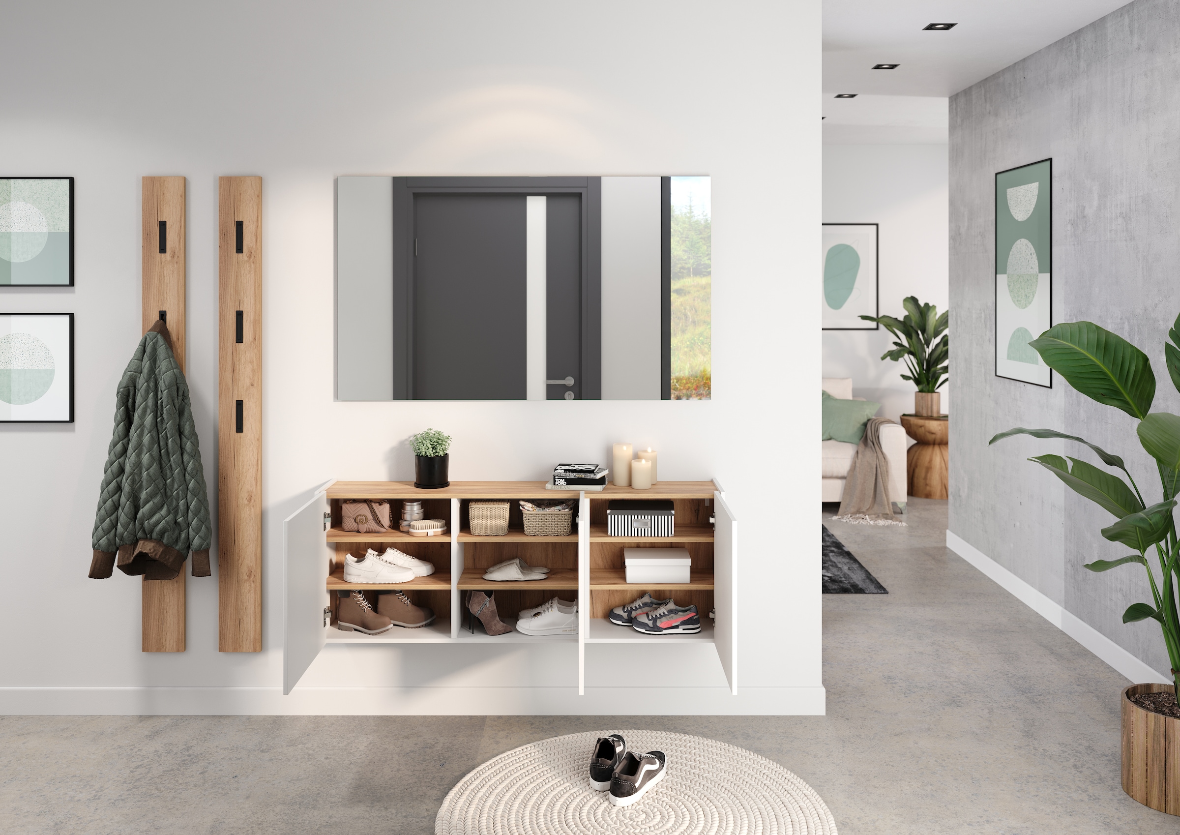GERMANIA Mehrzweckschrank »GW-Libbiano«, (1 St.), ideal für schmale Flure, Breite 138 cm, in 3 verschiedenen Höhen