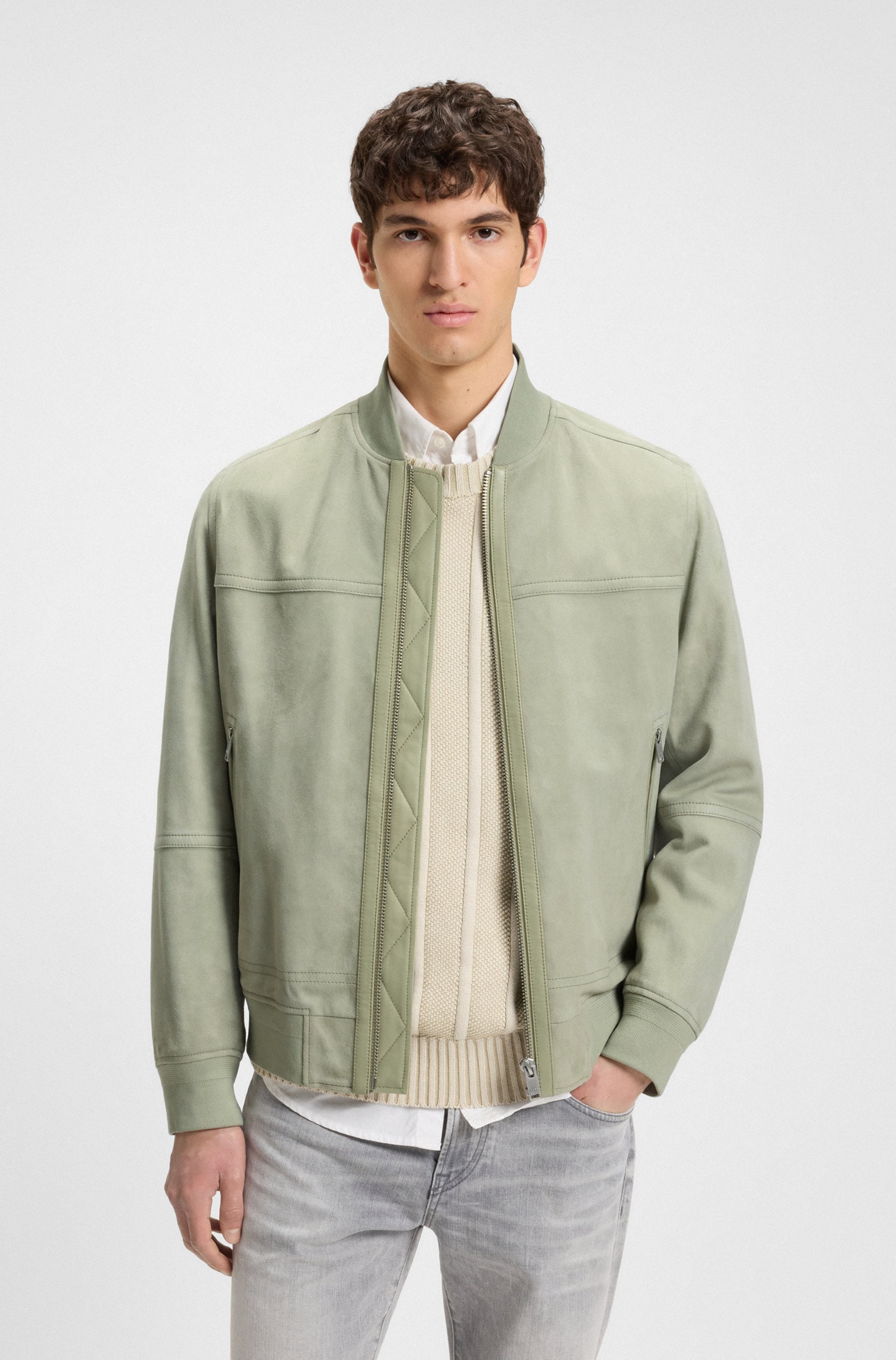 BOSS ORANGE Lederjacke »Johice«, aus weichem Ziegennappaleder Premium Herrenmode Leather Blouson Bomber