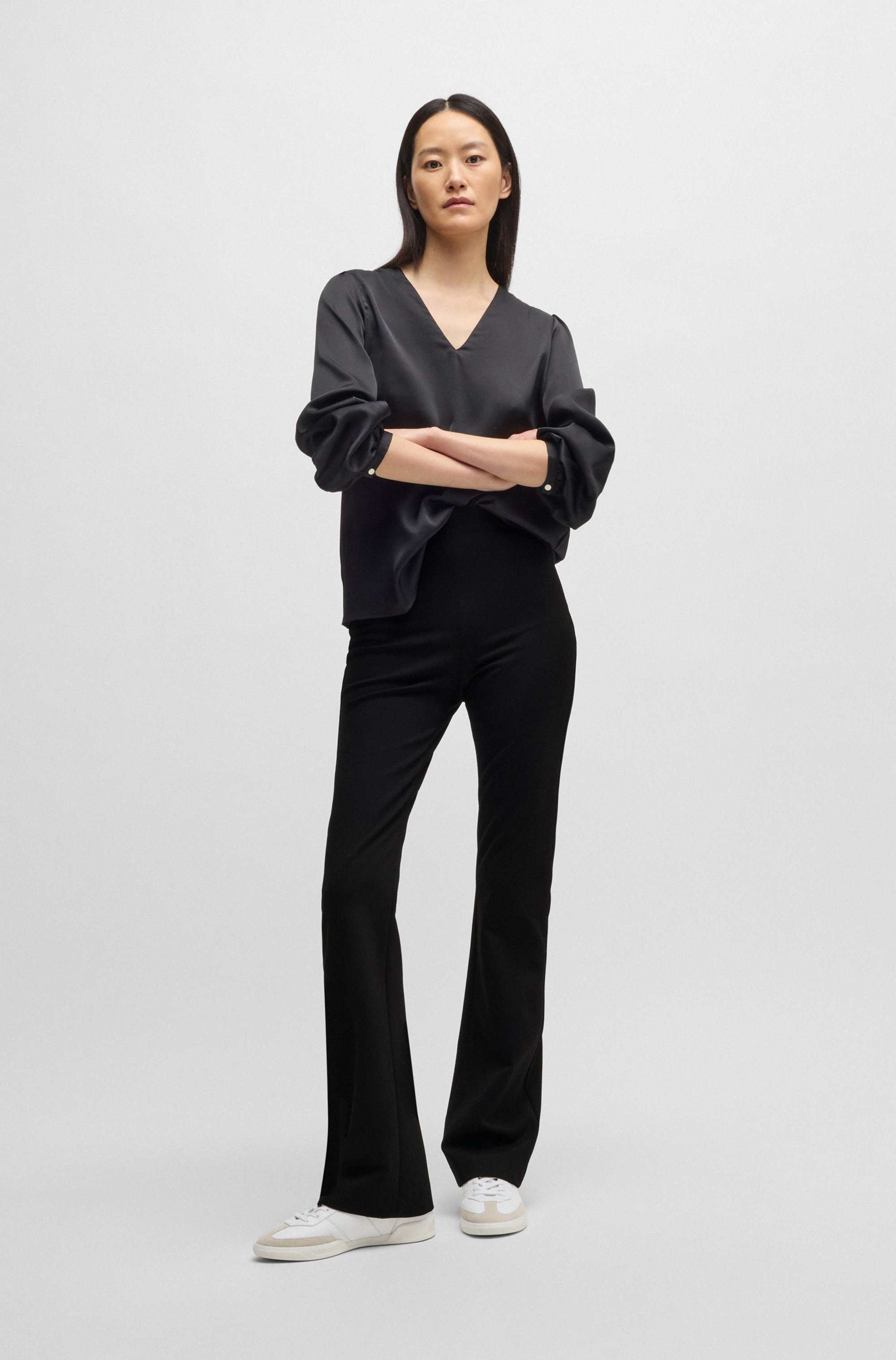 BOSS ORANGE Webhose »Taboot Premium Damenmode«, mit seitlichem Reissverschluss, flared Form, Milano Qualität Loungewear
