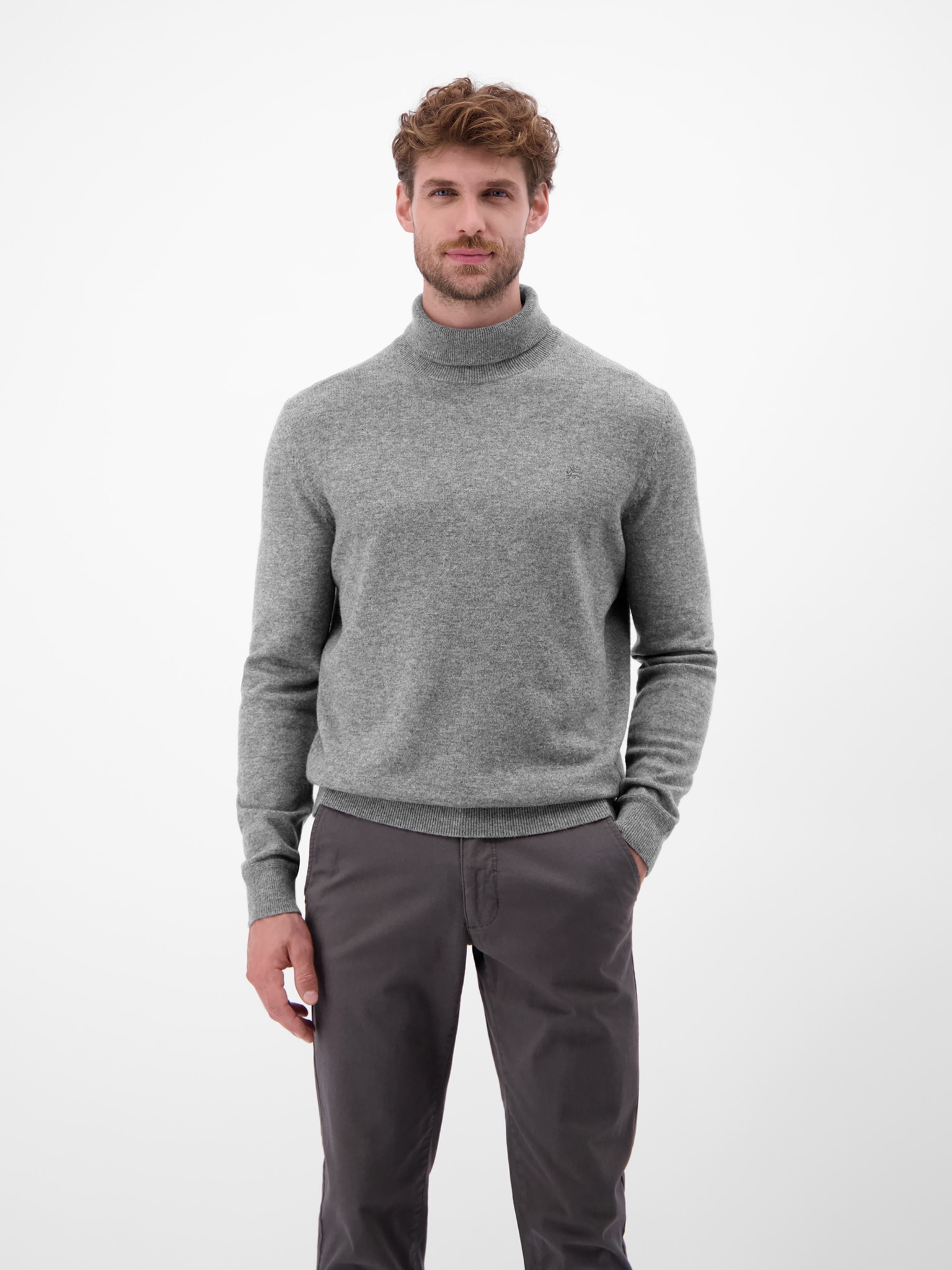 LERROS Rollkragenpullover mit Logo-Stickerei und aus Schurwolle mit Kaschmir