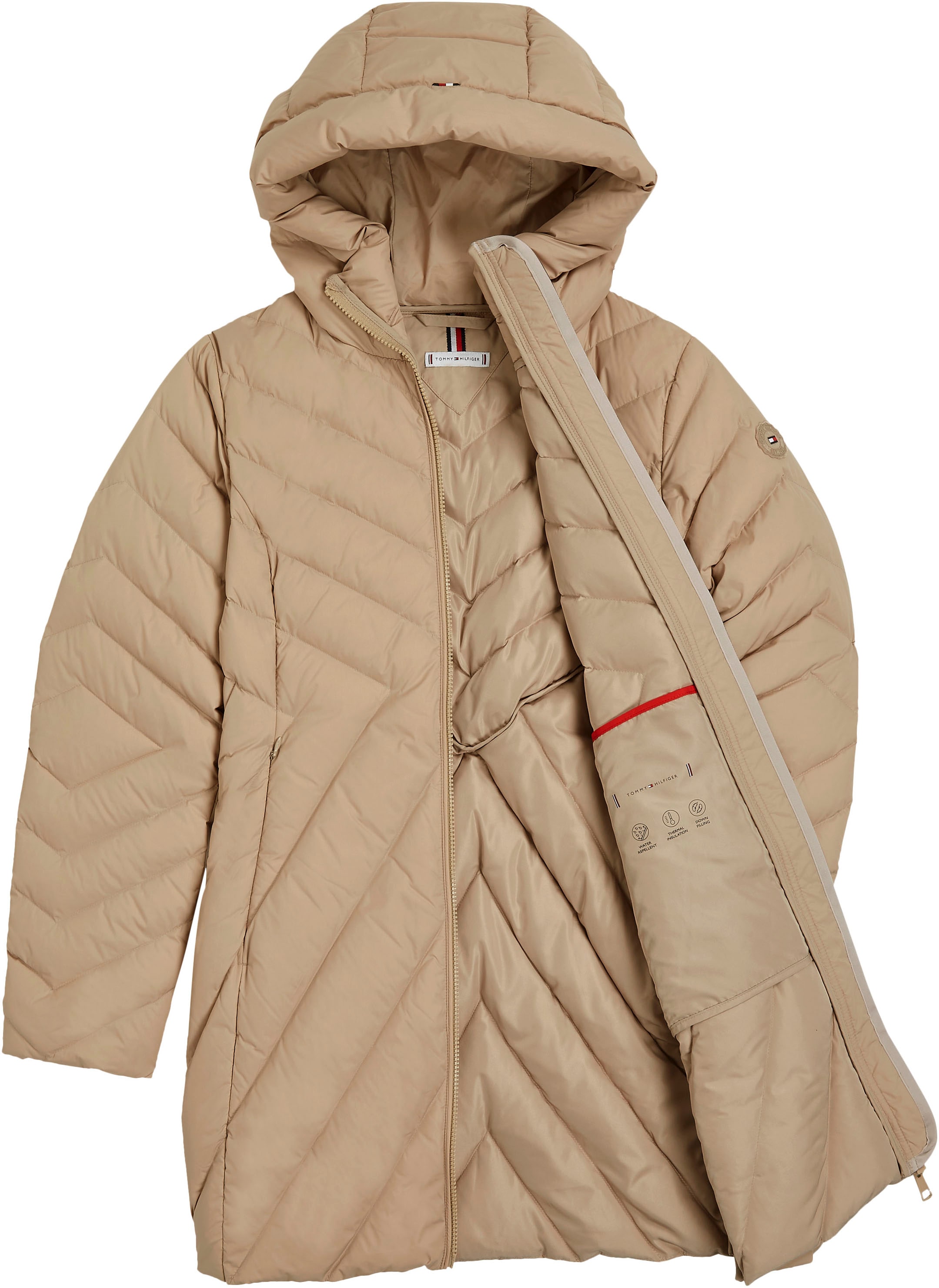 Tommy Hilfiger Steppmantel »CHEVRON MW PADDED COAT«, mit mittelstarker Wattierung und Tommy Hilfiger Markenlabel