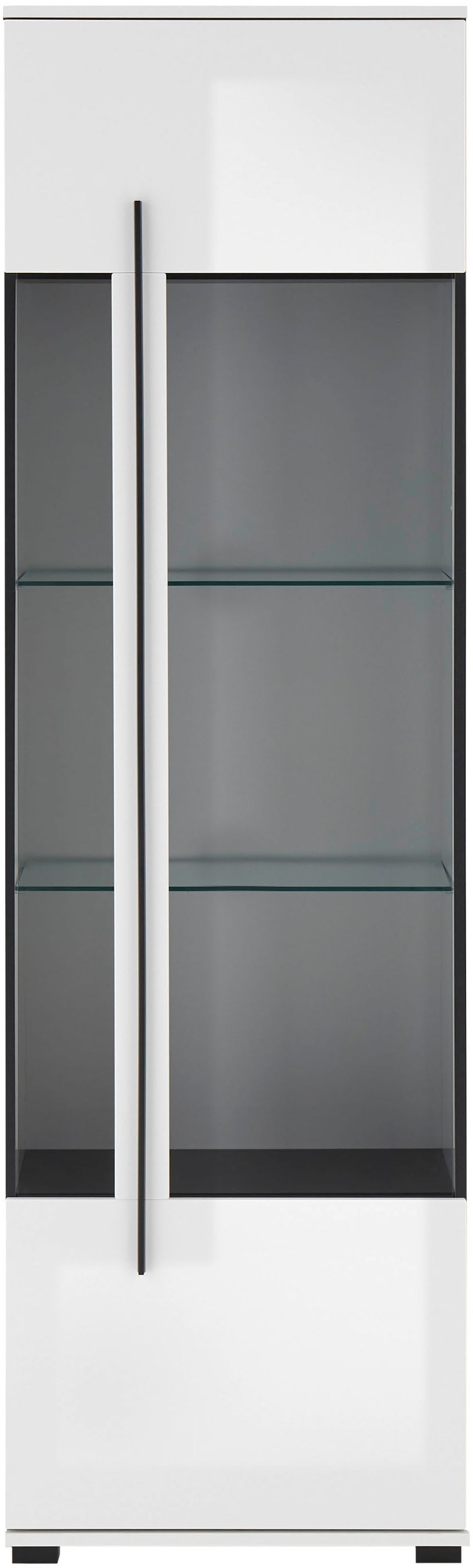 INOSIGN Vitrine »Cantara, Vitrinenschrank in Eiche Evoke oder weiss, Standvitrine«, schwarzer Stangengriff, ausreichend Stauraum, vielseitig einsetzbar
