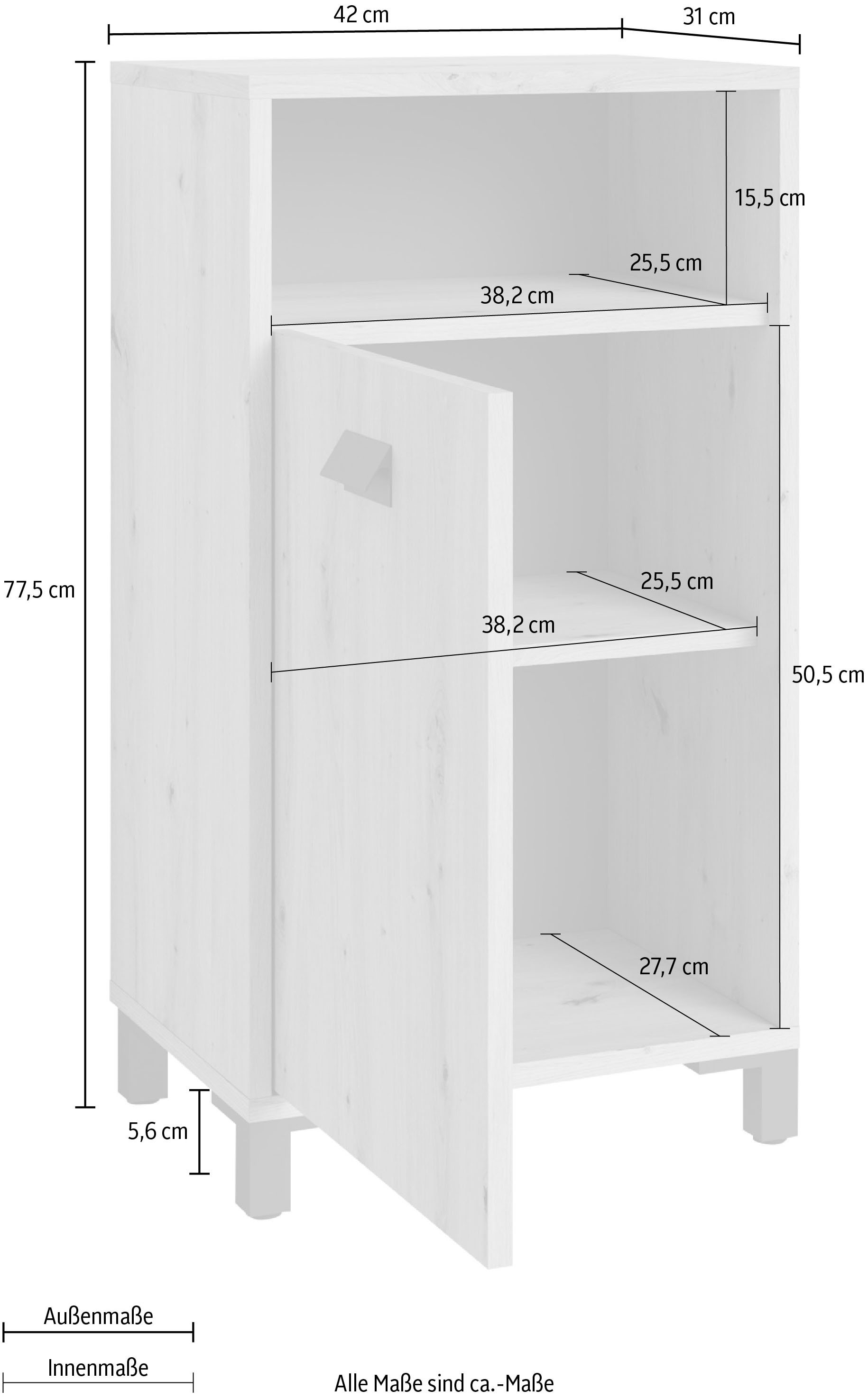 byLIVING Midischrank »Wellness«, mit variablem Einlegeboden und offenem Fach für viel Stauraum