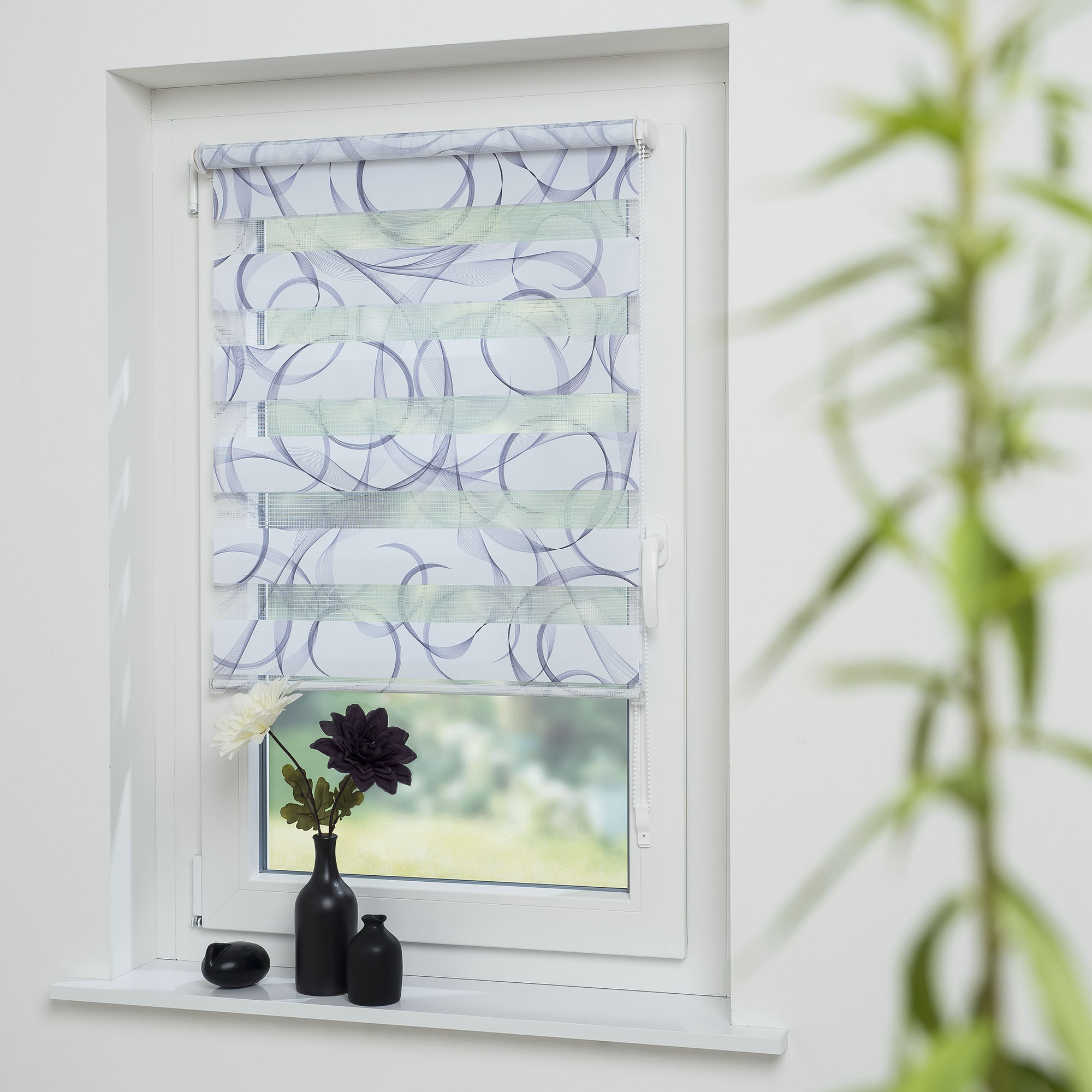 Liedeco Doppelrollo »Espiral« Lichtschutz ohne Bohren freihängend