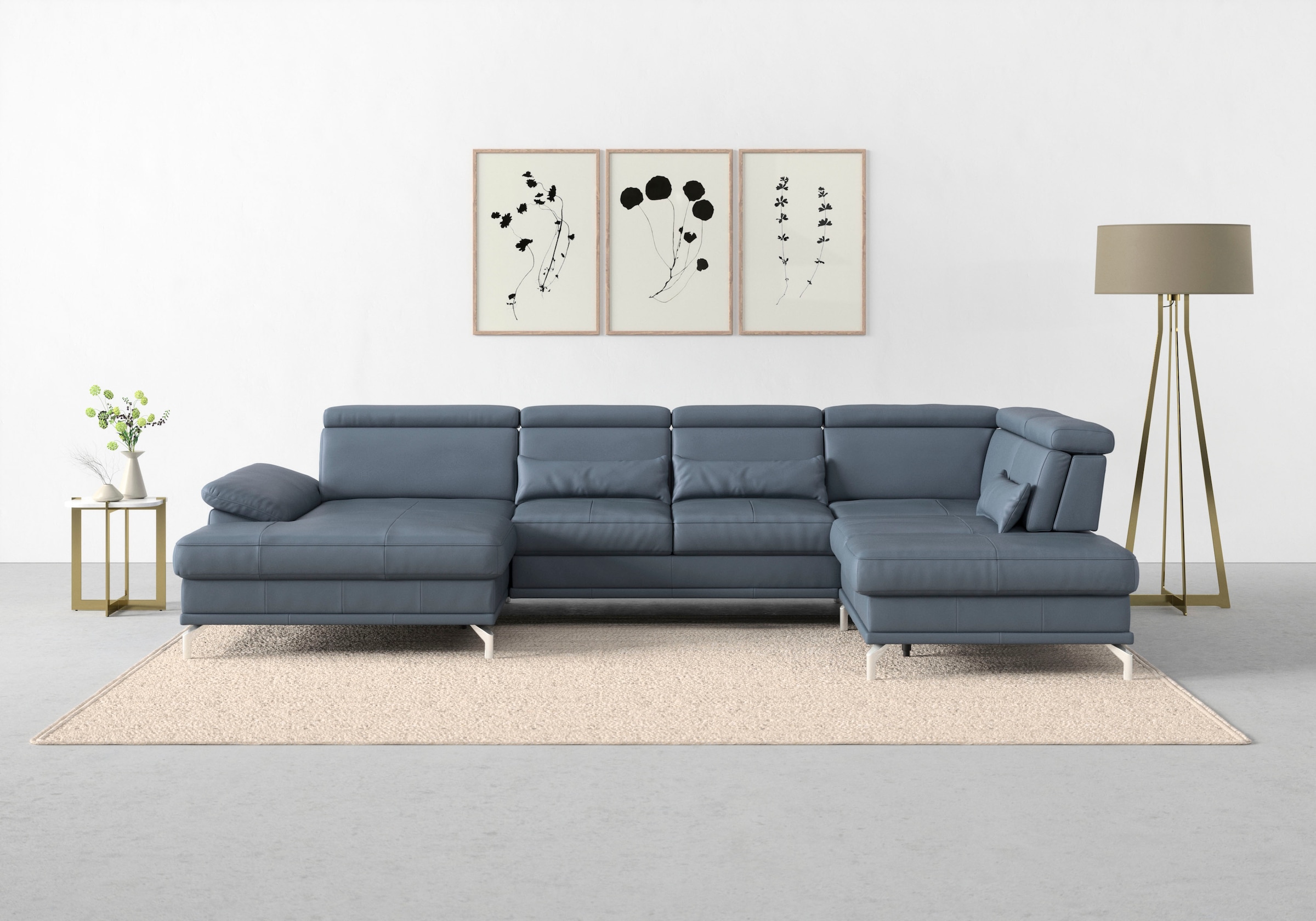 sit&more Wohnlandschaft "Cabrio U-Form, B: 359 cm, mit Sitztiefen-, Arm- & Kopfteilverstellung" 3 Nierenkissen, Federkern, optional Bettfunktion und Stauraum