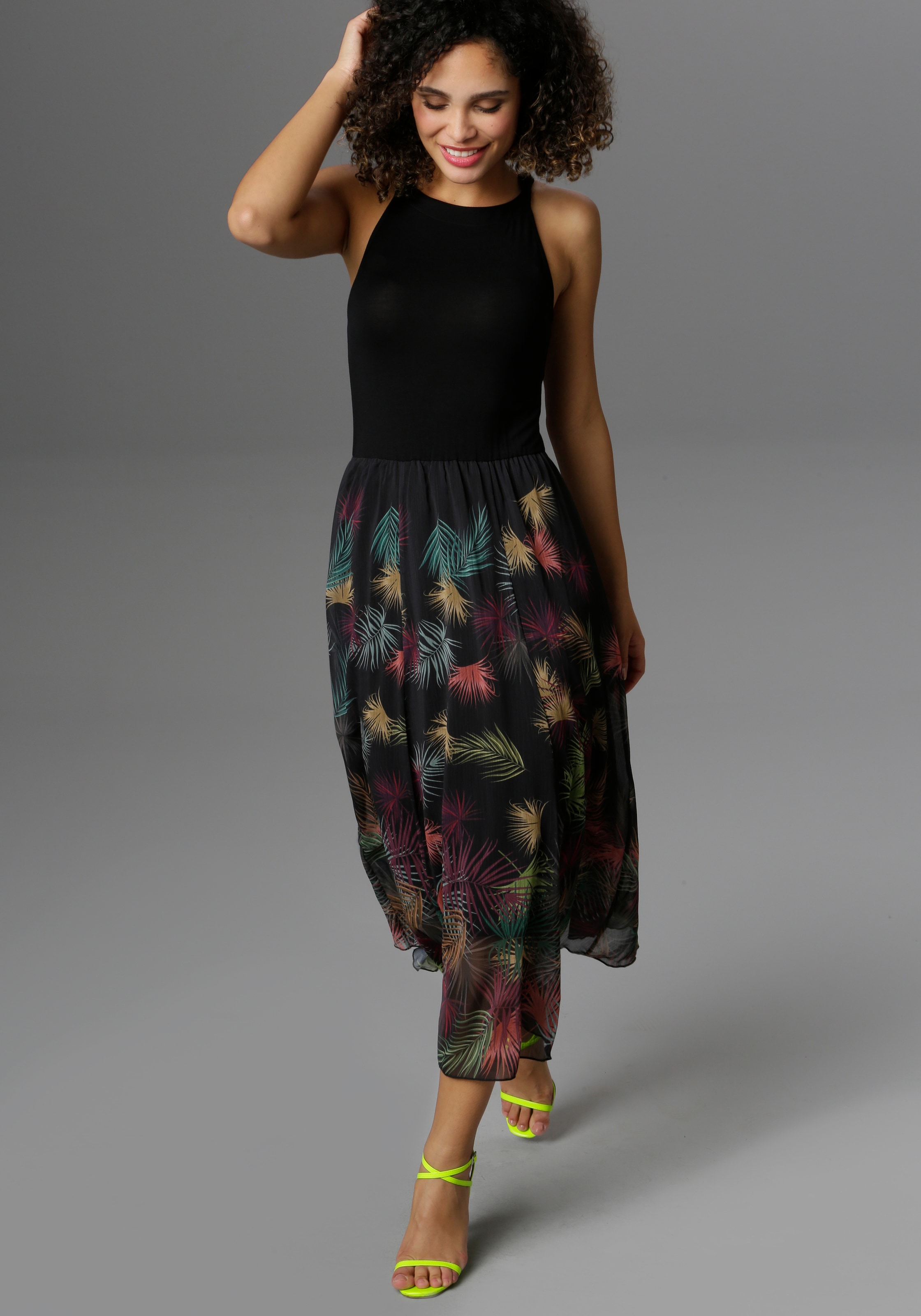 Ausverkauf und kostenloser Versand Aniston SELECTED Sommerkleid, Jelmoli-Versand mit Blätterdruck online | buntem shoppen