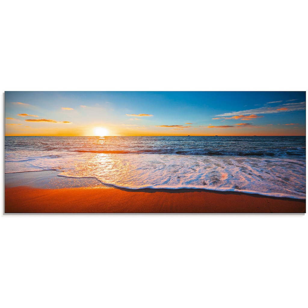 Artland Glasbild »Sonnenuntergang und das Meer«, Strand, (1 St.)