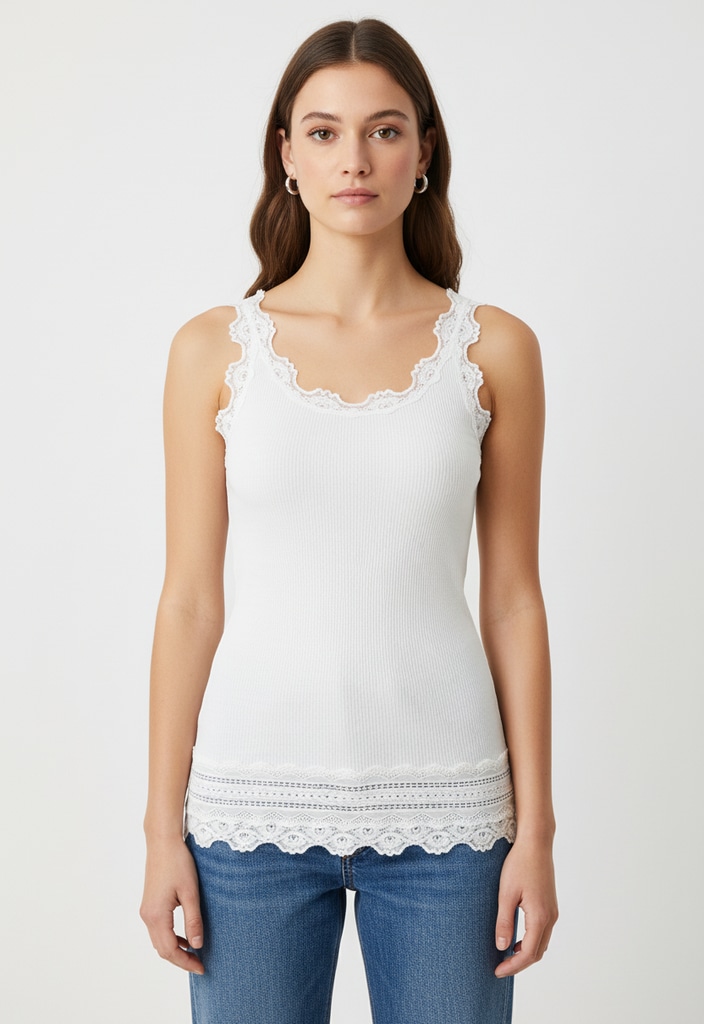 rosemunde Tanktop »Benita Silk Top Camisole« Vintage-Spitze am Ausschnitt, feminin, Rundhalsausschnitt, Seidenmix