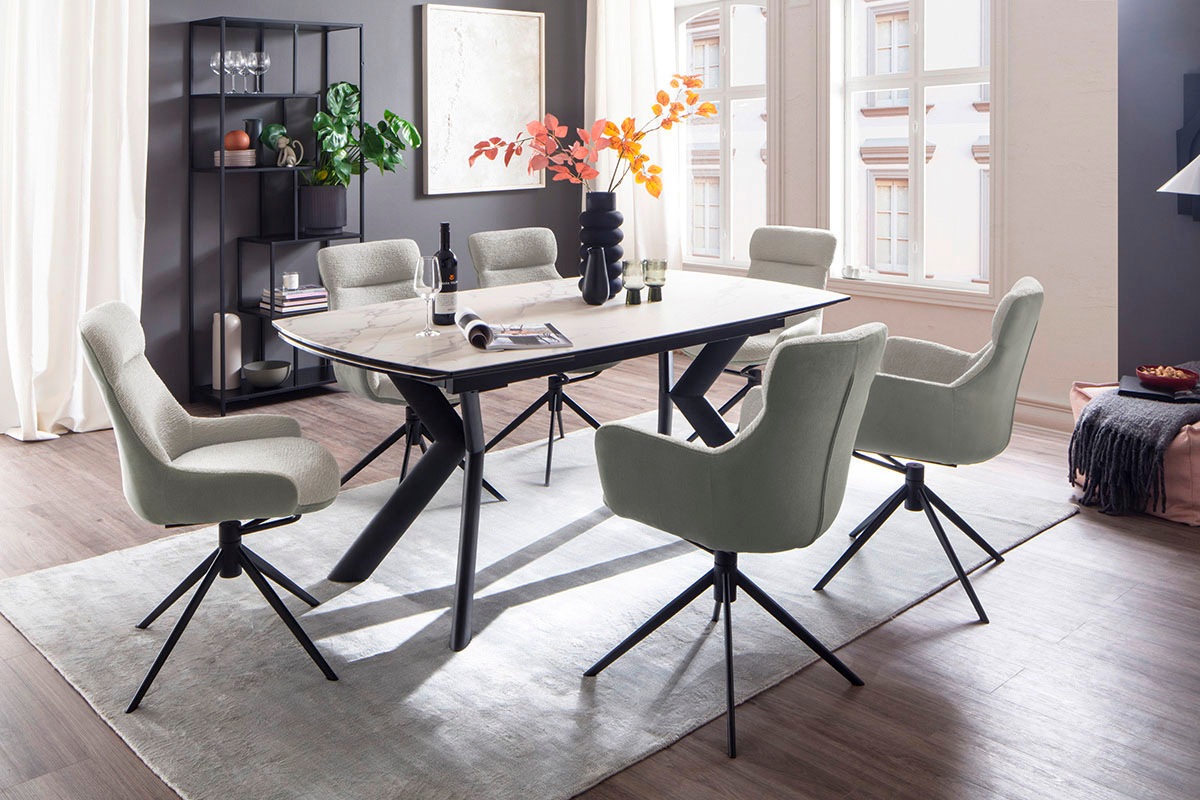 MCA furniture Esstisch »OSSANA Vierfusstisch 180-260 cm«, (Einzelstück), Keramik,Metall,Stirnauszug,ausziehbar,Tischplatte 13 mm,8-10 Personen