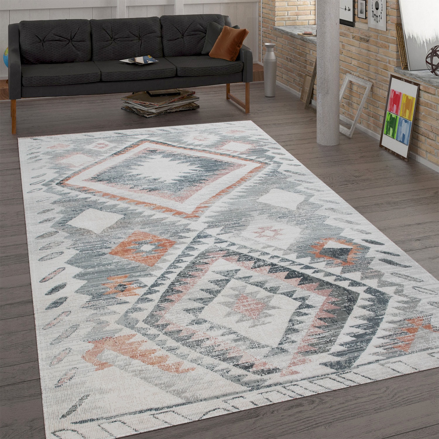 Paco Home bestellen Teppich Design, Rauten und rechteckig, In- 496«, online »Mabella Motiv, | Flachgewebe, geeignet Vintage Jelmoli-Versand Outdoor