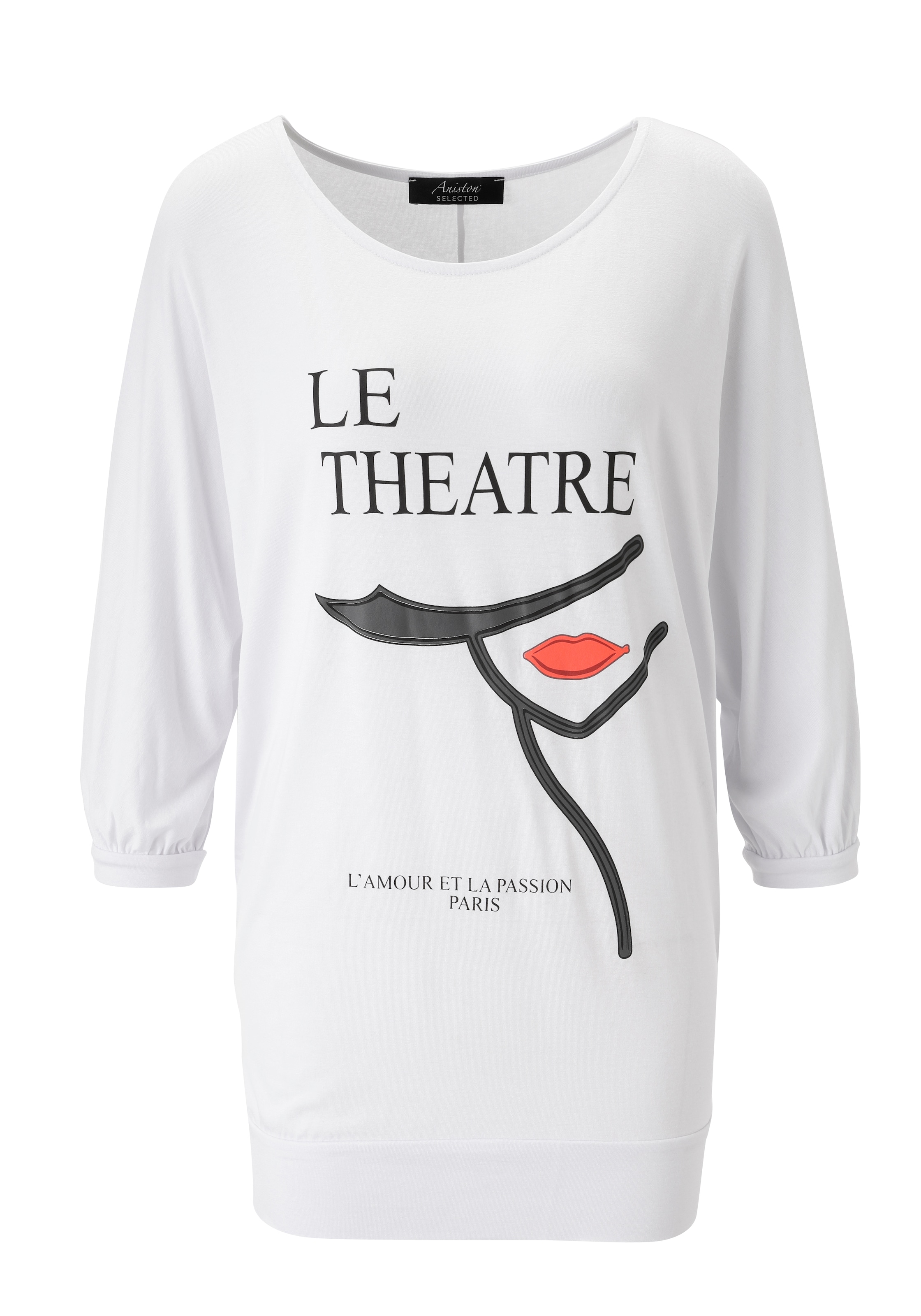 Aniston SELECTED 3/4-Arm-Shirt, mit femininen Druck und Statement-Schriftzug - NEUE KOLLEKTION