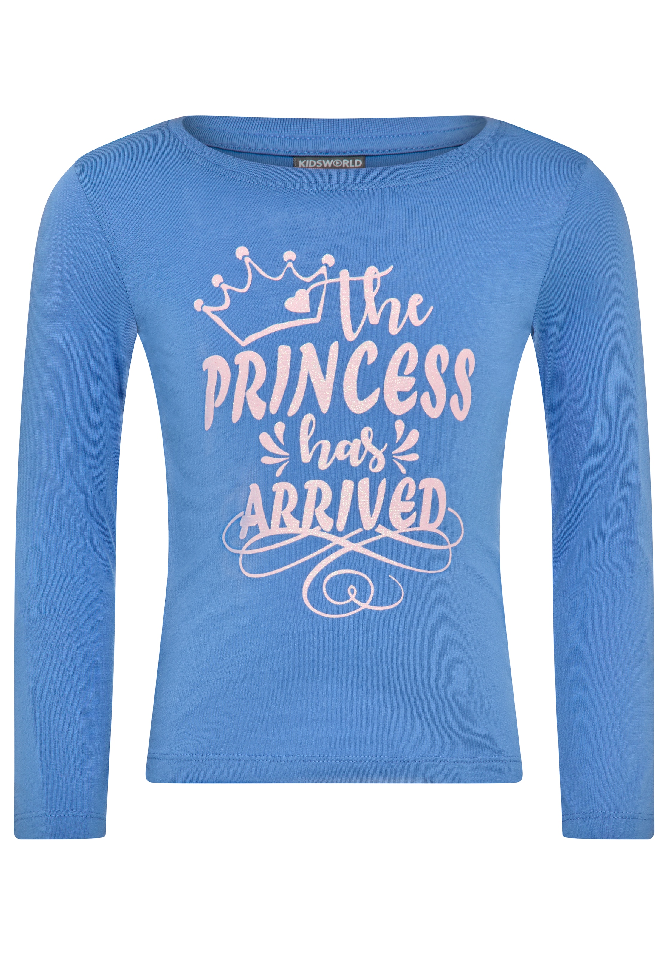 KIDSWORLD Langarmshirt »mit Glitzerprint: PRINCESS HAS ARRIVED«, Sprücheshirt, Glitzershirt für kleine Prinzessinnen