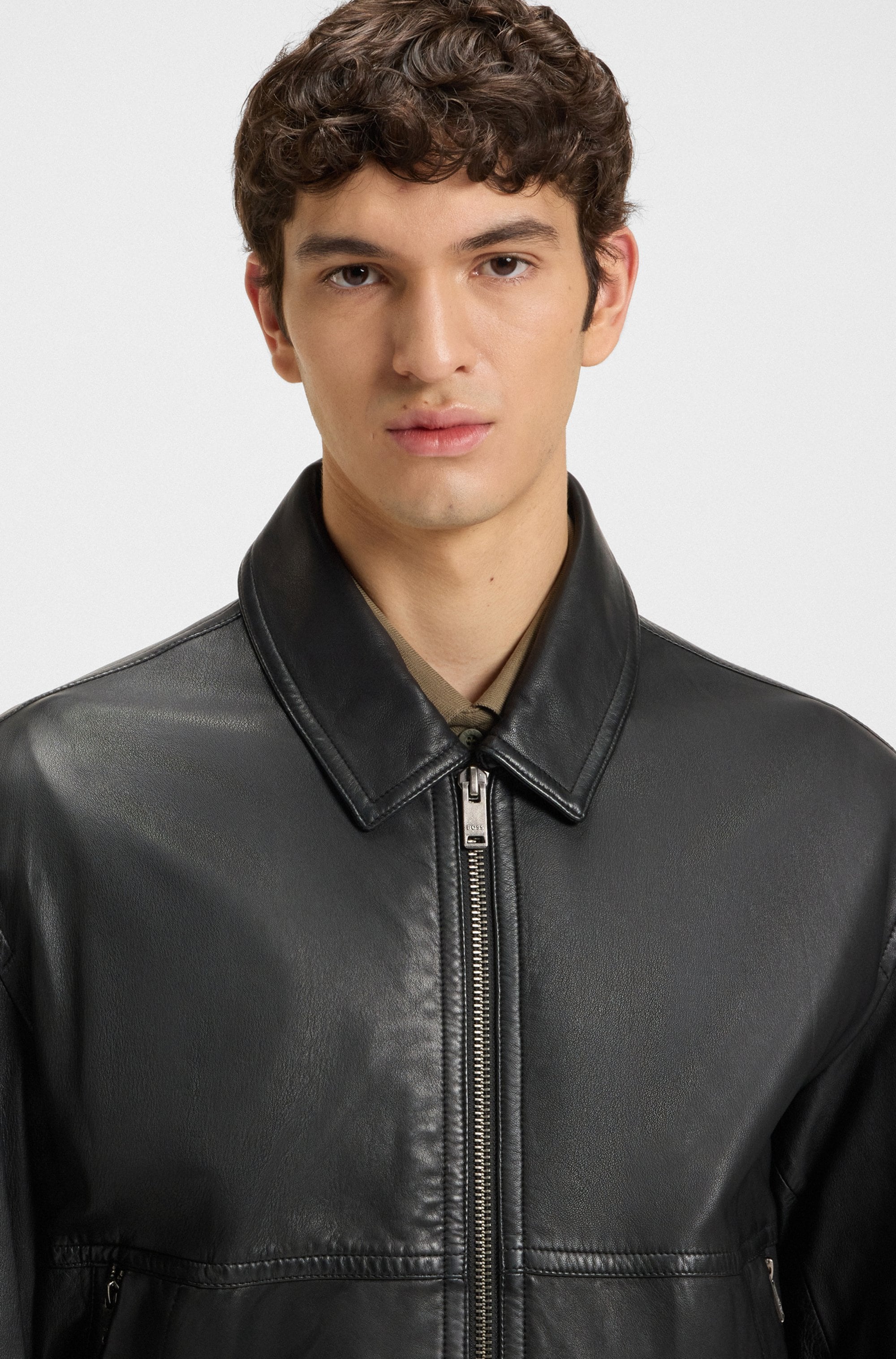 BOSS ORANGE Lederjacke »Joberg«, mit Reissverschlusstaschen