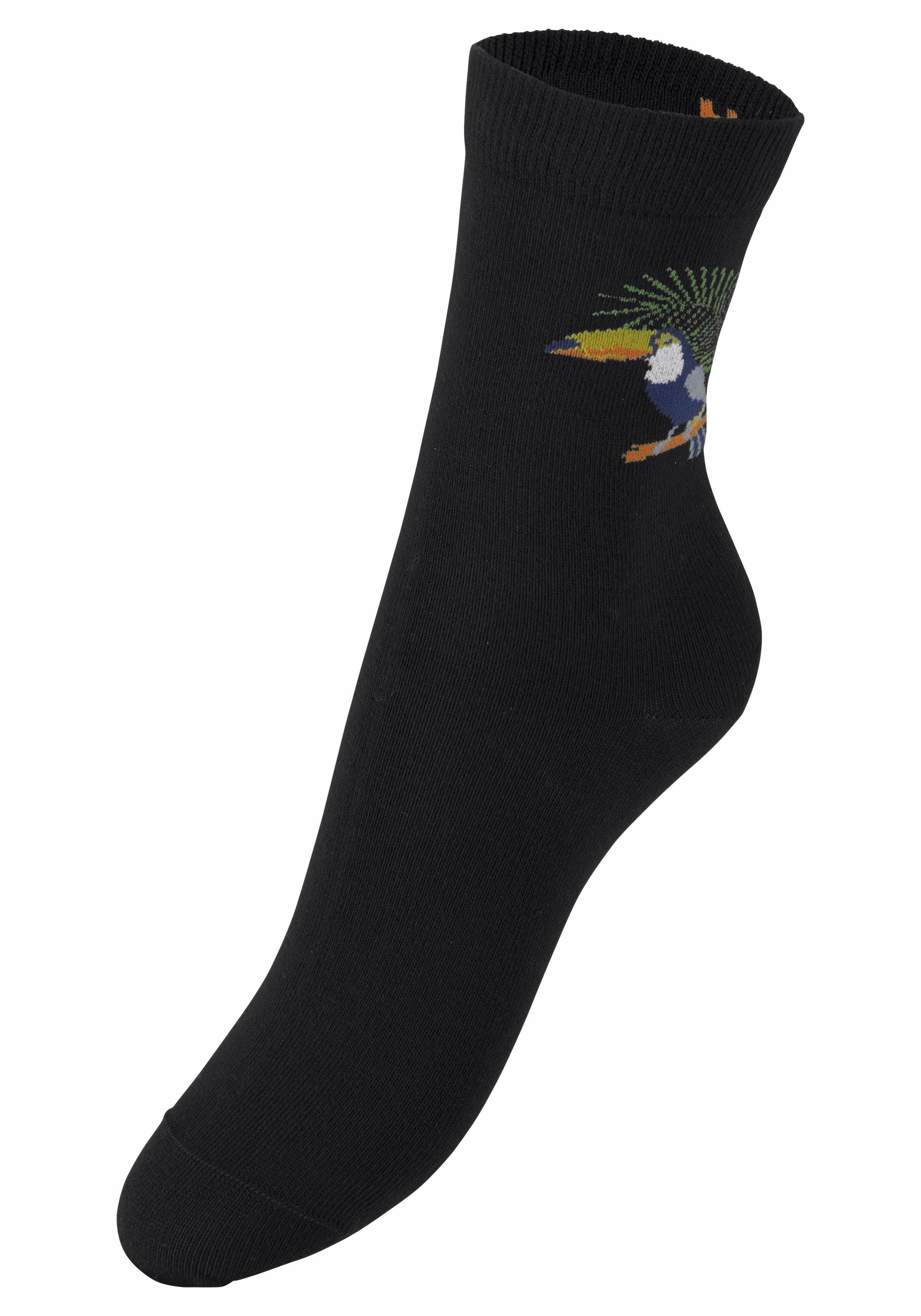 H.I.S Socken, (Packung, 7 Paar), mit Schmetterlings- und Vogelmotiven