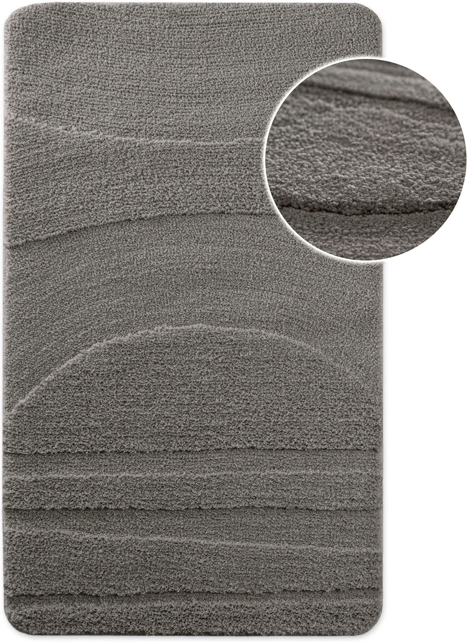 Wecon home "Marc" Höhe 25 mm rutschhemmend beschichtet schnell trocknend Badteppich, Hoch-Tief-Linien, weich, rutschhemmend, waschbar, getuftet