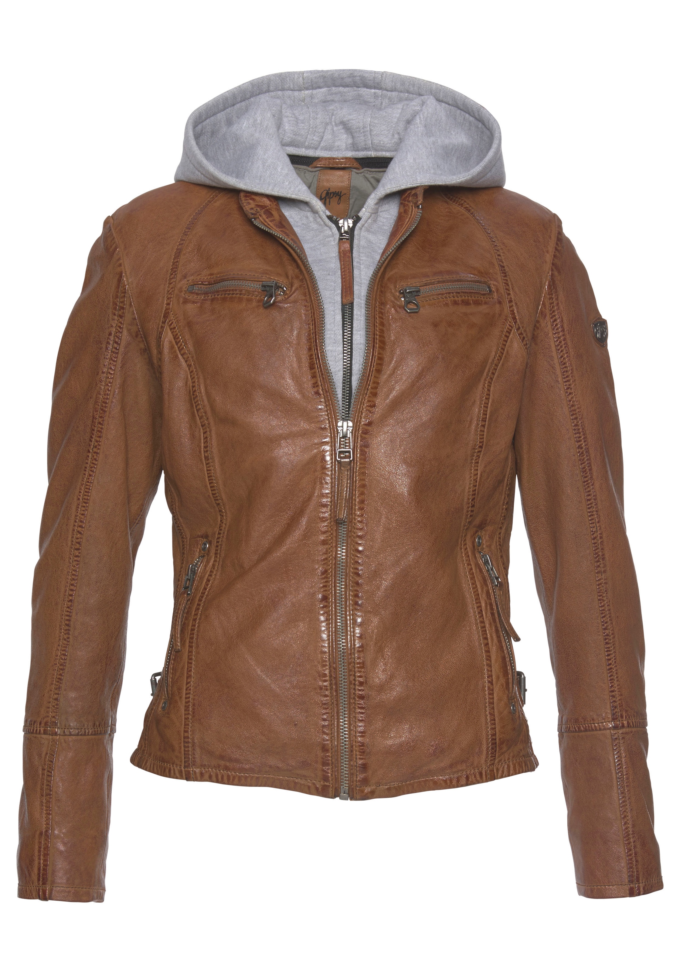 Mauritius Lederjacke »NOLA«, mit Kapuze, Two-in-One Style - mit abnehmbarer Jersey-Kapuze