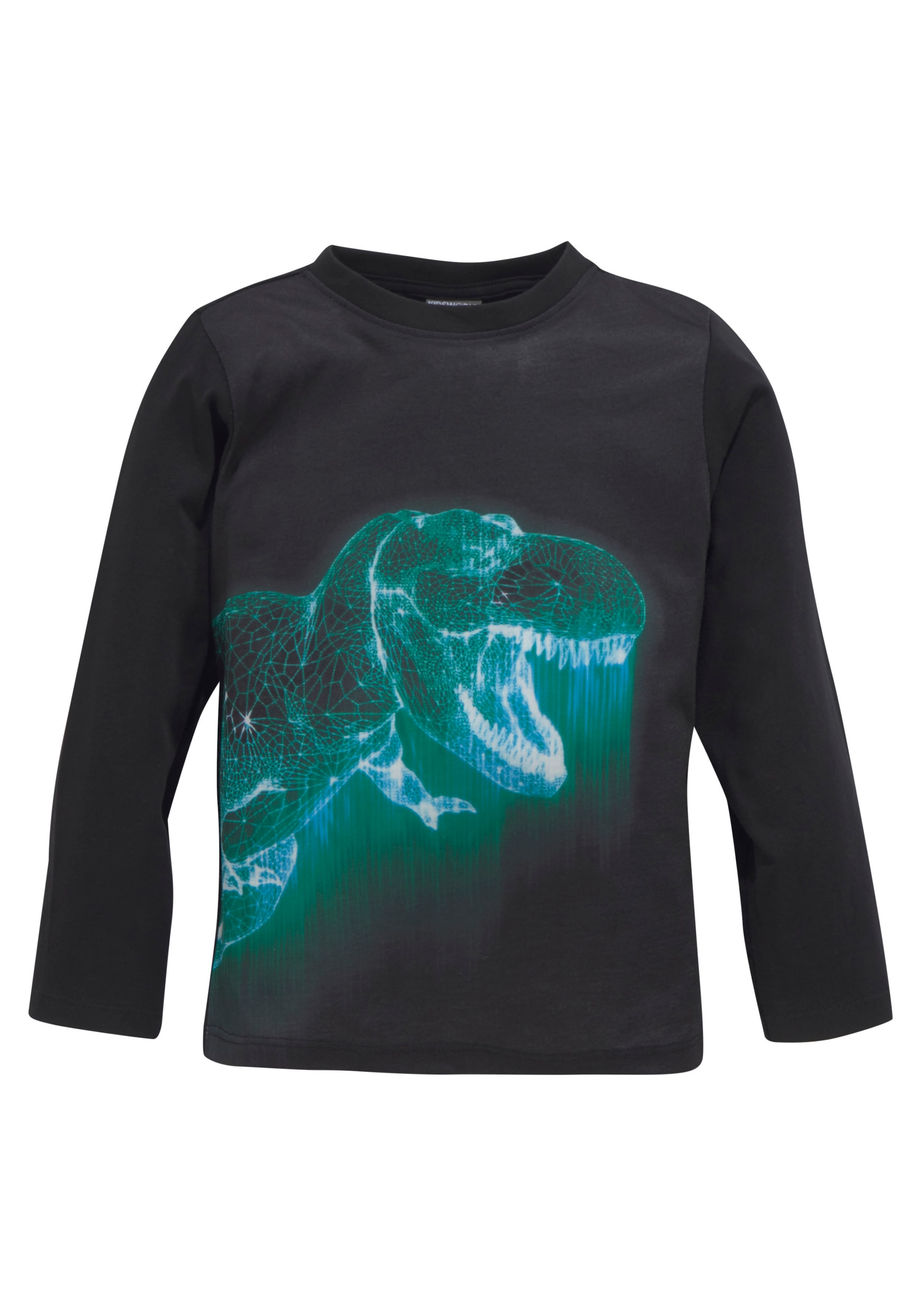 KIDSWORLD Langarmshirt »GREEN DINO«, langärmlig, mit trendigem Druck, Rundhalsausschnitt, aus Baumwolle