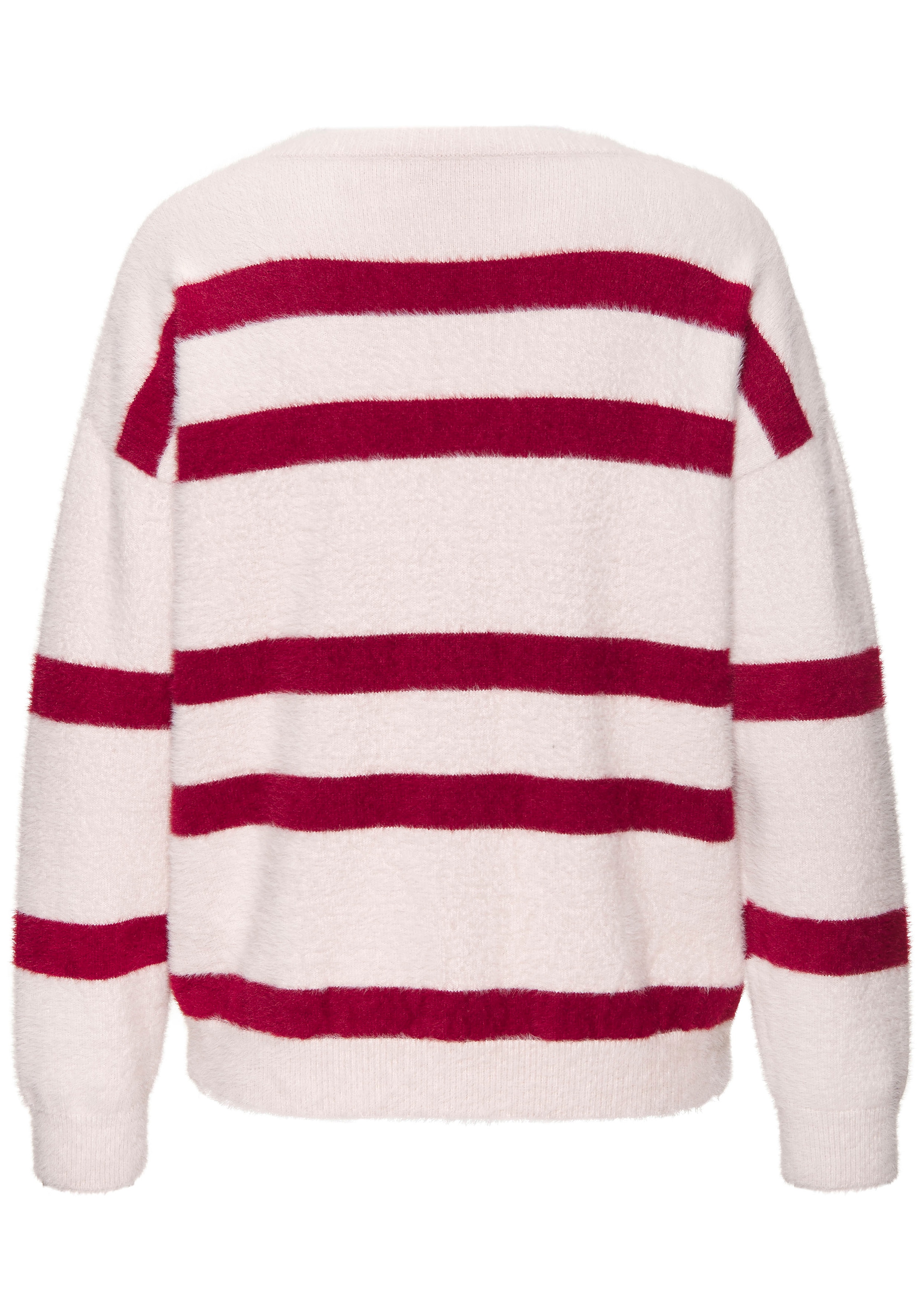 LASCANA Streifenpullover, aus kuschelweichem Strick, V-Ausschnitt, Streifenoptik, modisch