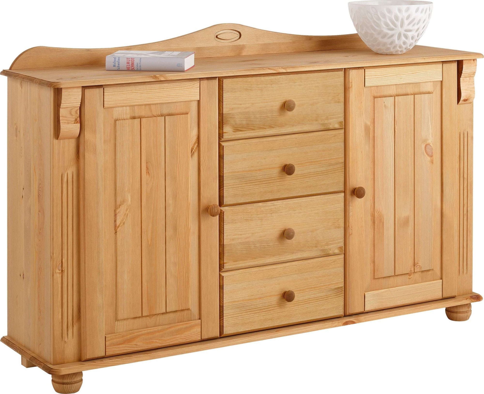 Home affaire Kommode »Sideboard, Anrichte, mit 3 Schubladen, 2 Türen«, aus massiver Kiefer, Breite 130 cm
