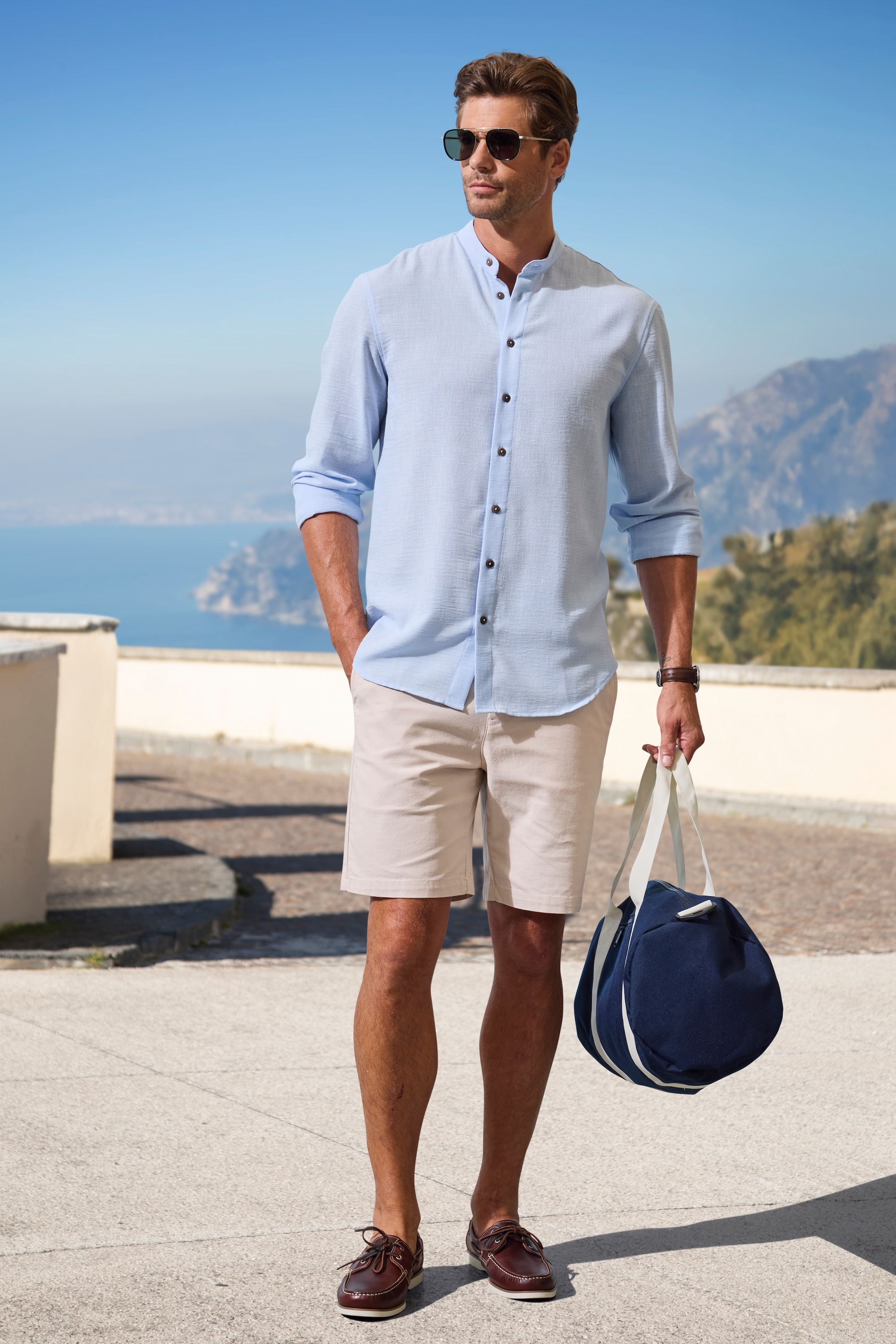 John Devin Chinoshorts »regular-fit«, Oxford Shorts aus elastischer Baumwolle
