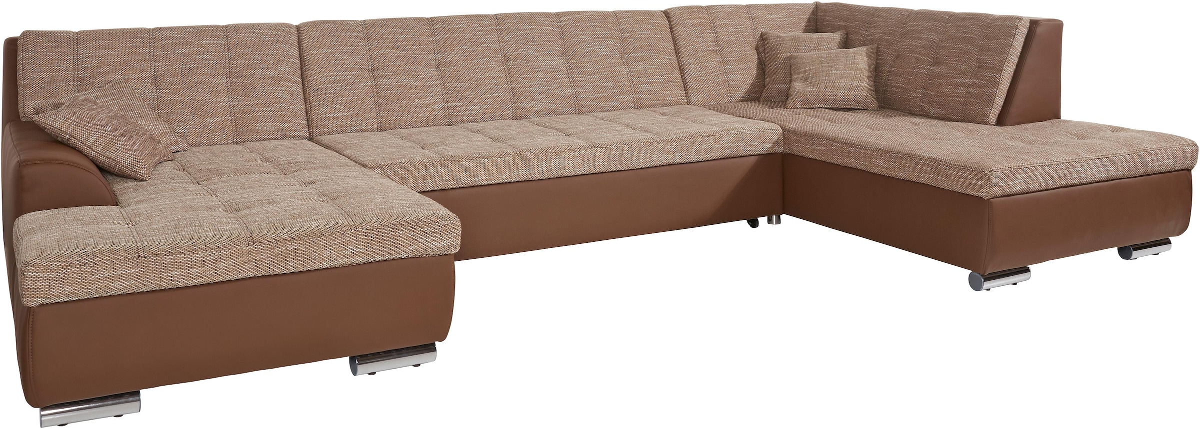 DOMO collection Wohnlandschaft »Treviso incl. Zierkissen, moderne Steppung, XXL: B/T/H: 364/201/83 cm«, wahlweise mit Bettfunktion, in vielen Bezugsarten auch in Cord U-Form
