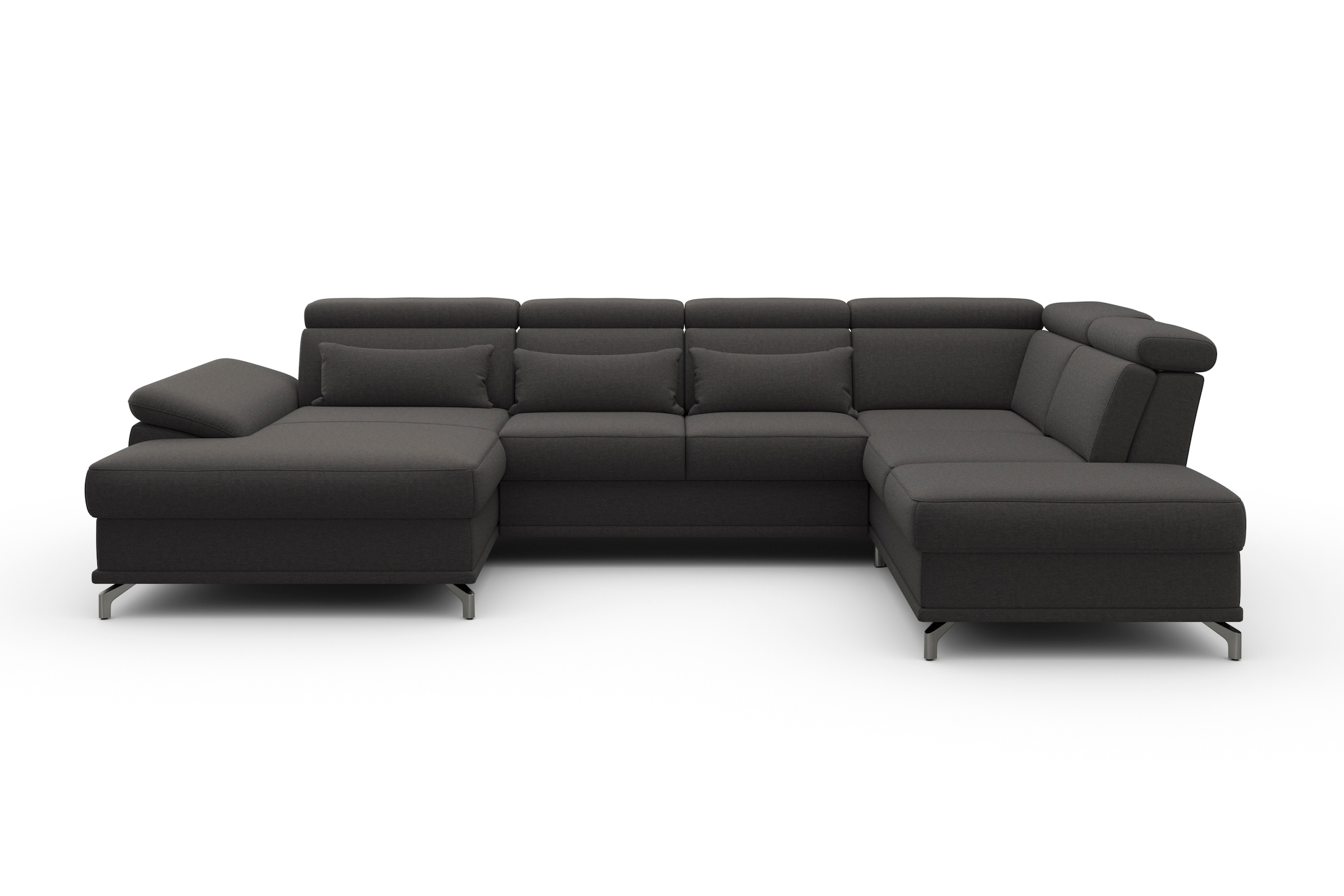 sit&more Wohnlandschaft »Cabrio U-Form, mit Sitztiefenverstellung, Arm- und Kopfteilverstellung«, 3 Nierenkissen, Federkern, optional Bettfunktion und Stauraum