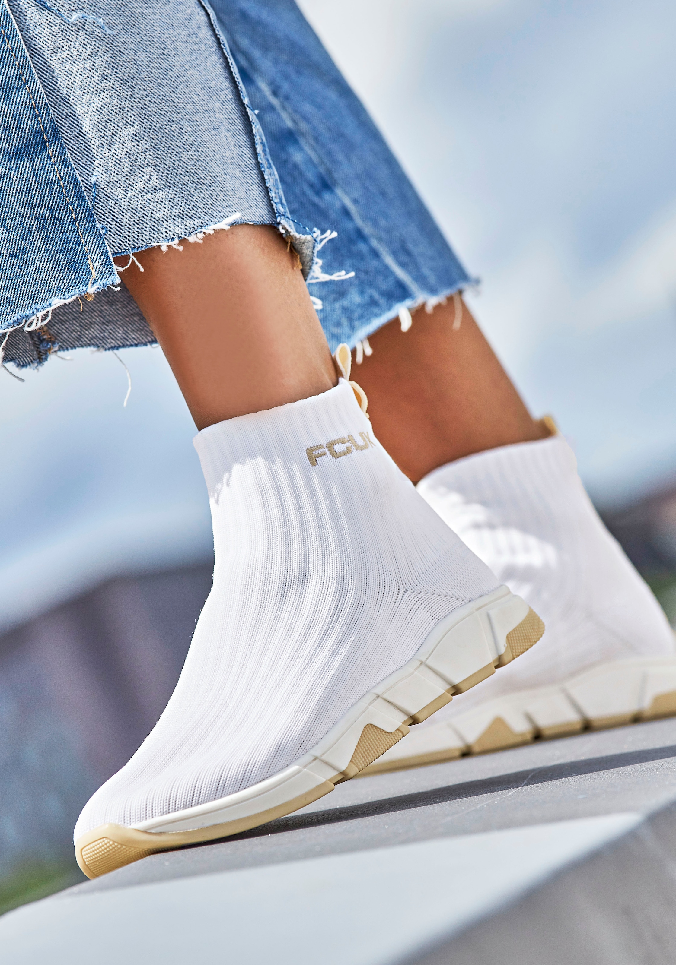 FCUK Sneaker »Sock Boot,«, Freizeitschuh, Sock Sneaker, High Top Sneaker, Stiefelette, Halbschuh